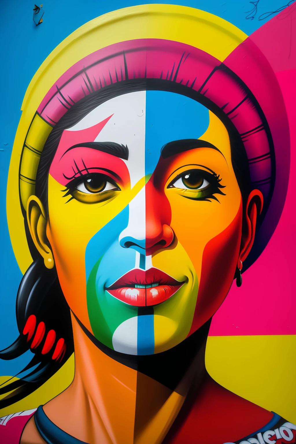 Wallpaper ,Front and wideGraffiti of the street artist Eduardo Kobra ,((favela in 16k,detail )) colorful ,Rio de Jeneiro Brazil