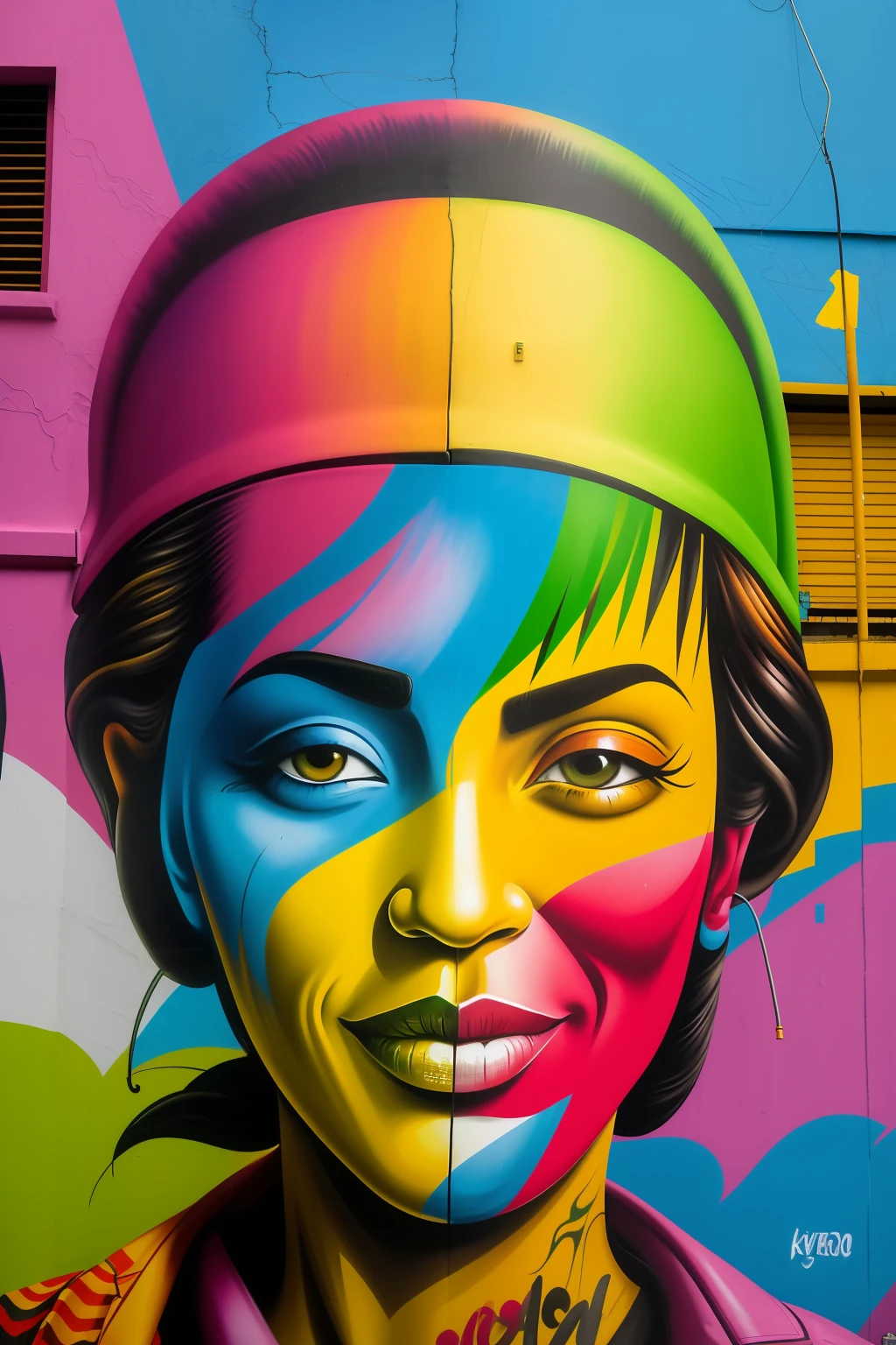 Wallpaper ,Front and wideGraffiti of the street artist Eduardo Kobra ,((favela in 16k,detail )) colorful ,Rio de Jeneiro Brazil