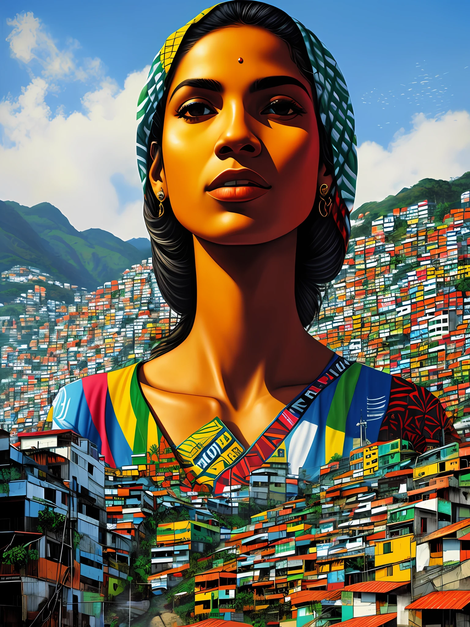 Portrait of the Favela in 16k ,artist Kobra,realism,extreme details,