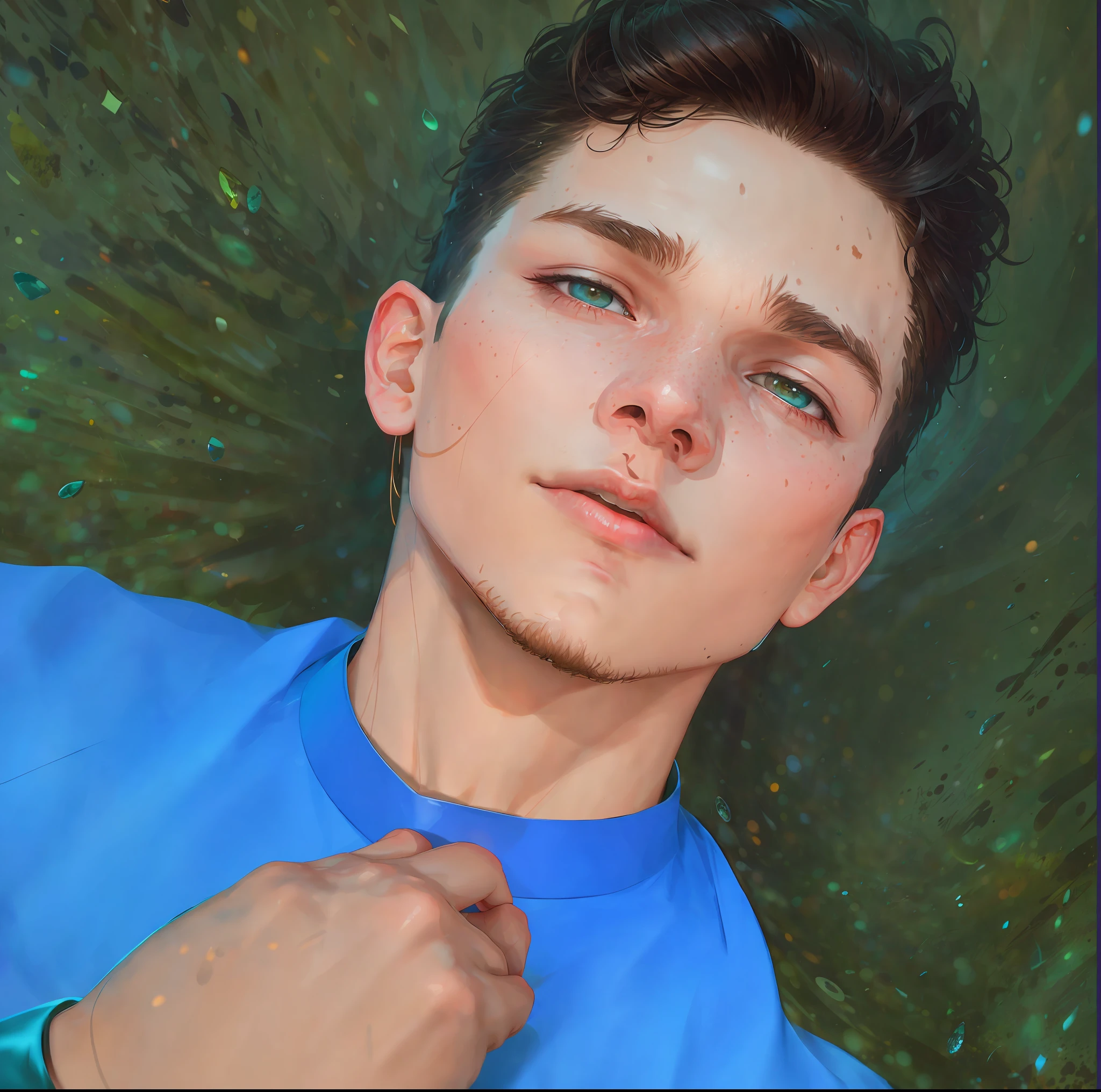 (Award Winning Digital Artwork:1.3) of (Sketch:1.3),(Energetic:1.3), TomHolland,CGSociety,ArtStation,(Saturated:1.3),(close portrait:1.3),(Masculinine:1.4),(beautiful:1.4),(attractive:1.3),handsome,calendar pose,perfectly detailed eyes,studio lighting, Spider web thematic background