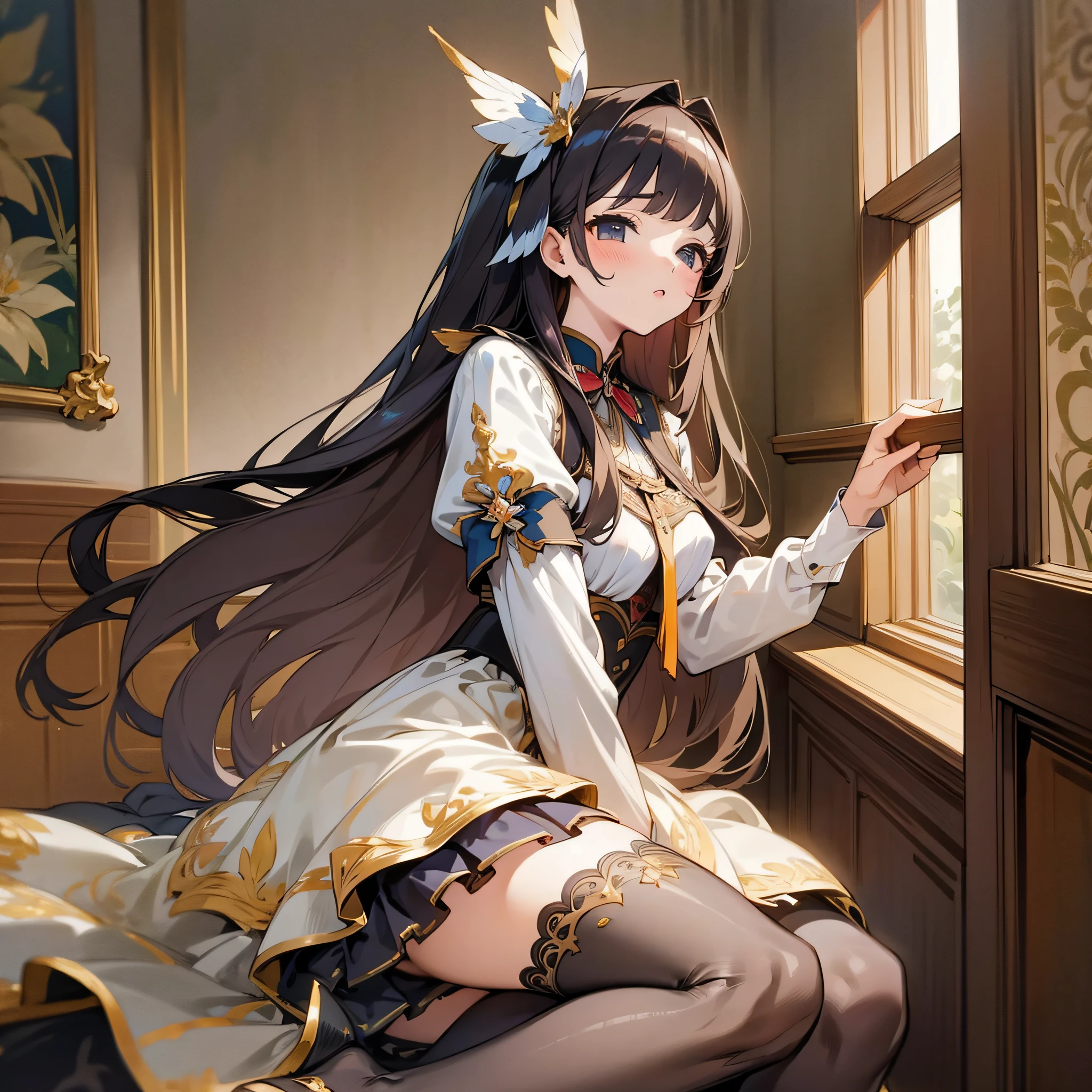 (masterpiece), the best picture quality, super high detail reproduction, exquisite and moving, the girl is wearing stockings, long hair is fluttering, absolutely beautiful and cute. --auto --s2