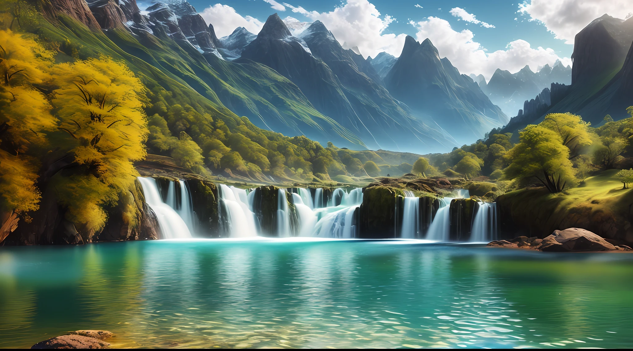 landscape,water,(extremely detailed CG unity 8k wallpaper), most beautiful artwork in the world,professional majestic oil painting,intricate, High Detail, Sharp focus, dramatic, photorealistic painting art