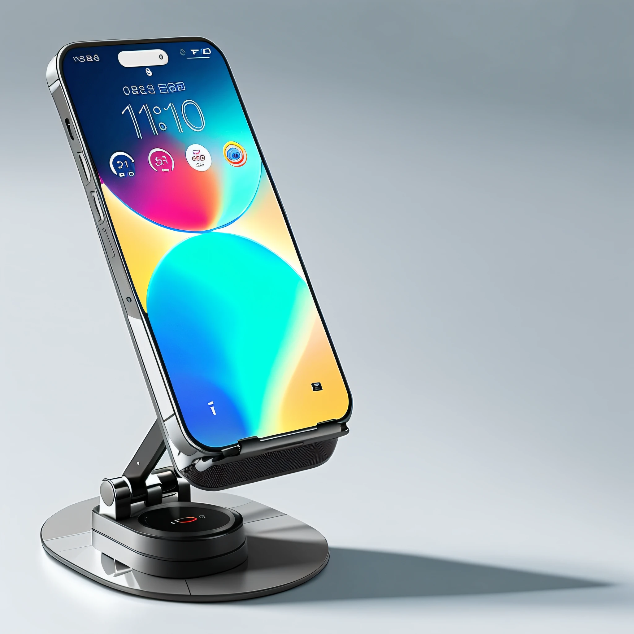 A folding phone holder was shown that supports multi-angle adjustment and folding. Using AI drawing technology, you can clearly display the various parts and functions of the bracket, while highlighting its intelligent design, attracting the attention of consumers, the background is also very advanced, 8k,