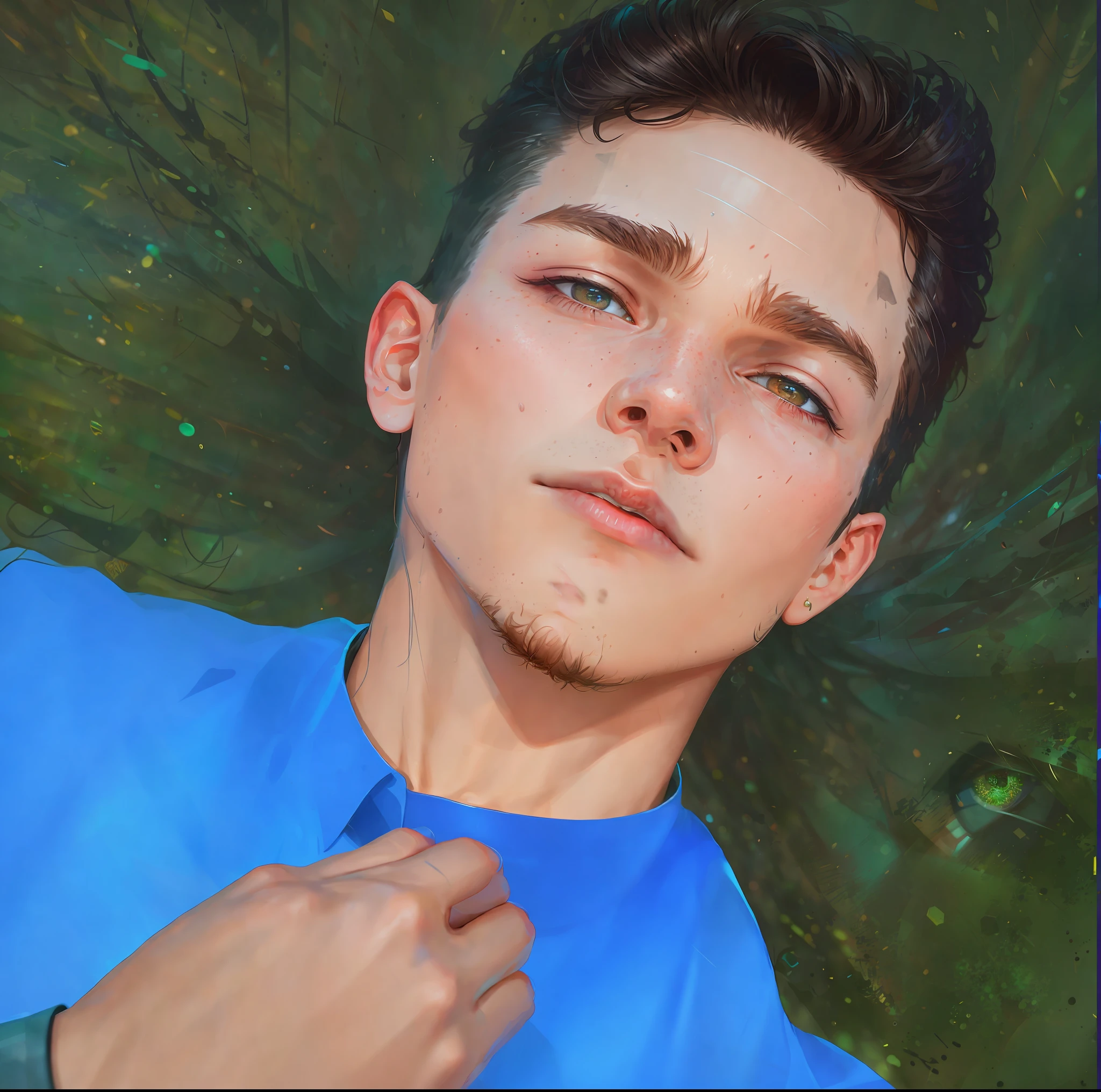 (Award Winning Digital Artwork:1.3) of (Sketch:1.3),(Energetic:1.3), TomHolland,CGSociety,ArtStation,(Saturated:1.3),(close portrait:1.3),(Masculinine:1.4),(beautiful:1.4),(attractive:1.3),handsome,calendar pose,perfectly detailed eyes,studio lighting, Spider web thematic background