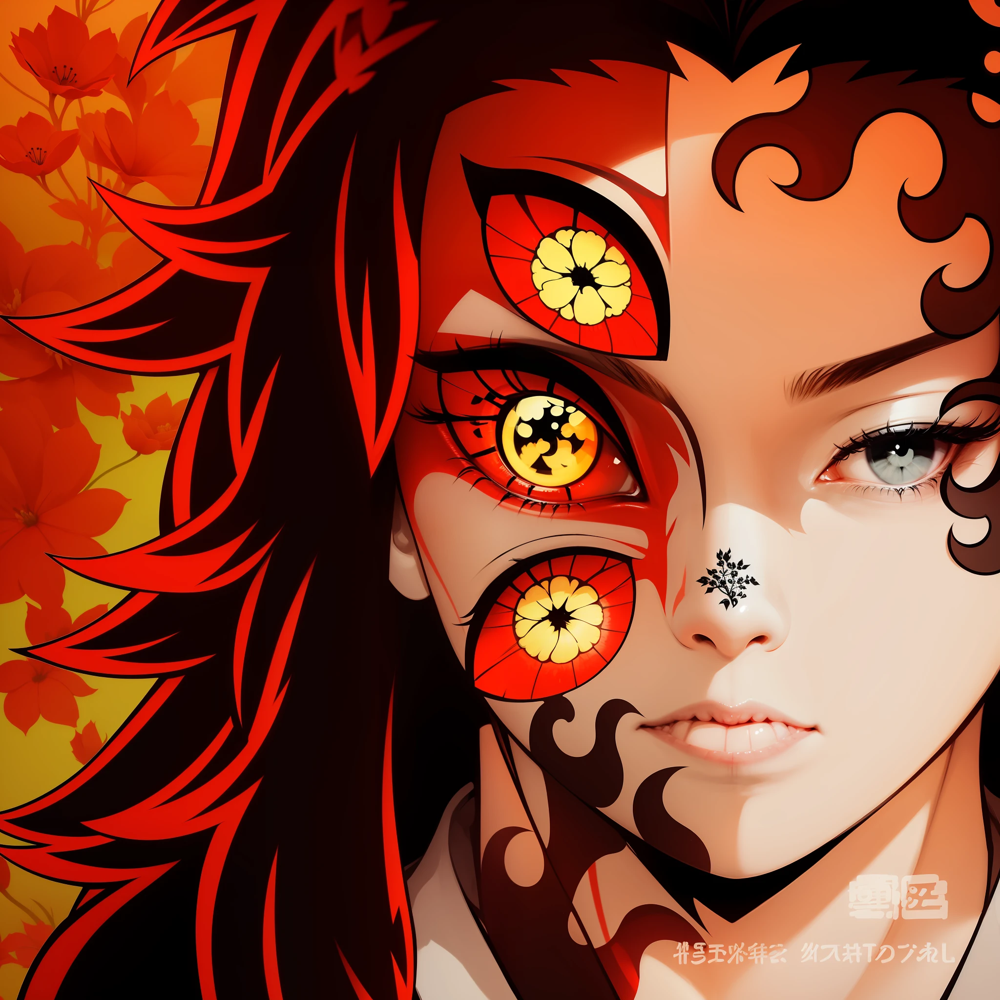 Change to black and white style, several ghosts appear on the left, clear black lines, and flowers grow inside the eyes --auto --s2