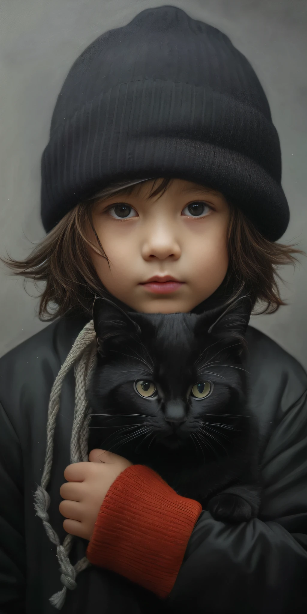 painting of a  holding a black cat in his arms, adorable digital painting, realistic art, ultra realistic digital painting, realism art, photorealistic digital painting, realistic illustrative painting, ultra realistic digital art, very realistic digital art, ultrarealistic digital art, by Igor Kieryluk, highly realistic digital art, beautiful realistic painting, photorealistic digital art