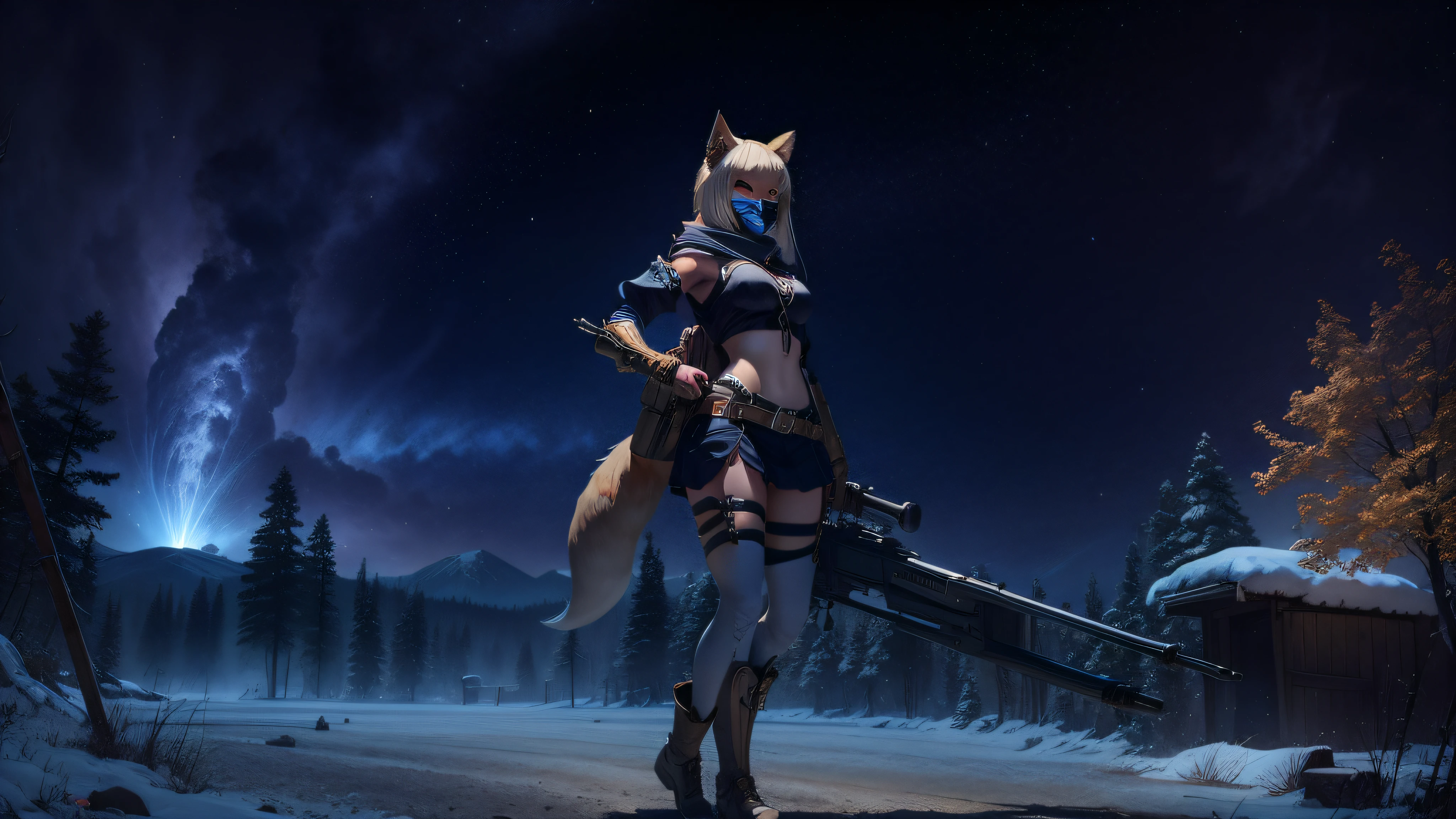 fox mask, girl, blonde, bowgun --auto --s2