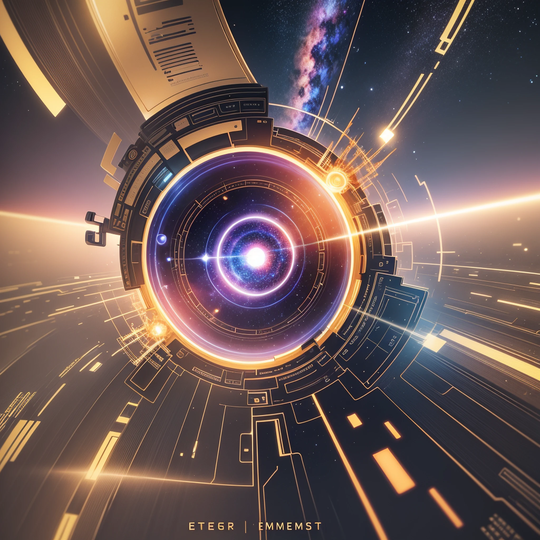 Design a cover, technology elements, information elements, galaxy elements, no characters --auto --s2