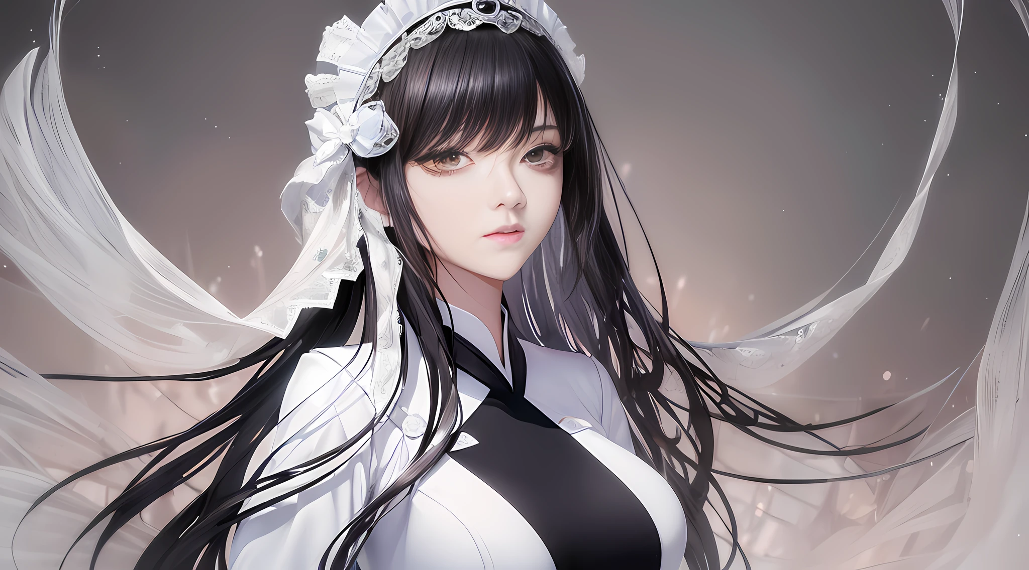 (Beautiful figure), (slim figure), (beautiful and delicate face), (bright eyes), (flowing black hair), (white and flawless skin), (flying sleeves), (extremely detailed CG uniform 8k wallpaper), (extremely detailed CG uniform 8k wallpaper), high detail, masterpiece, (HDR) (wallpaper) (movie lighting) (sharp focus) (ultra high definition), national uniform, white Hanfu, long dress --auto --s2