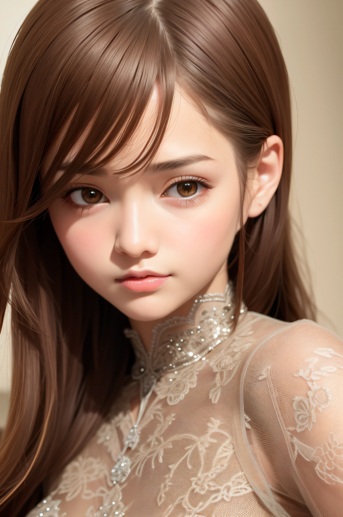 best quality, masterpiece, (realistic:1.2), 1 girl, brown hair, brown eyes,Front, detailed face, beautiful eyes