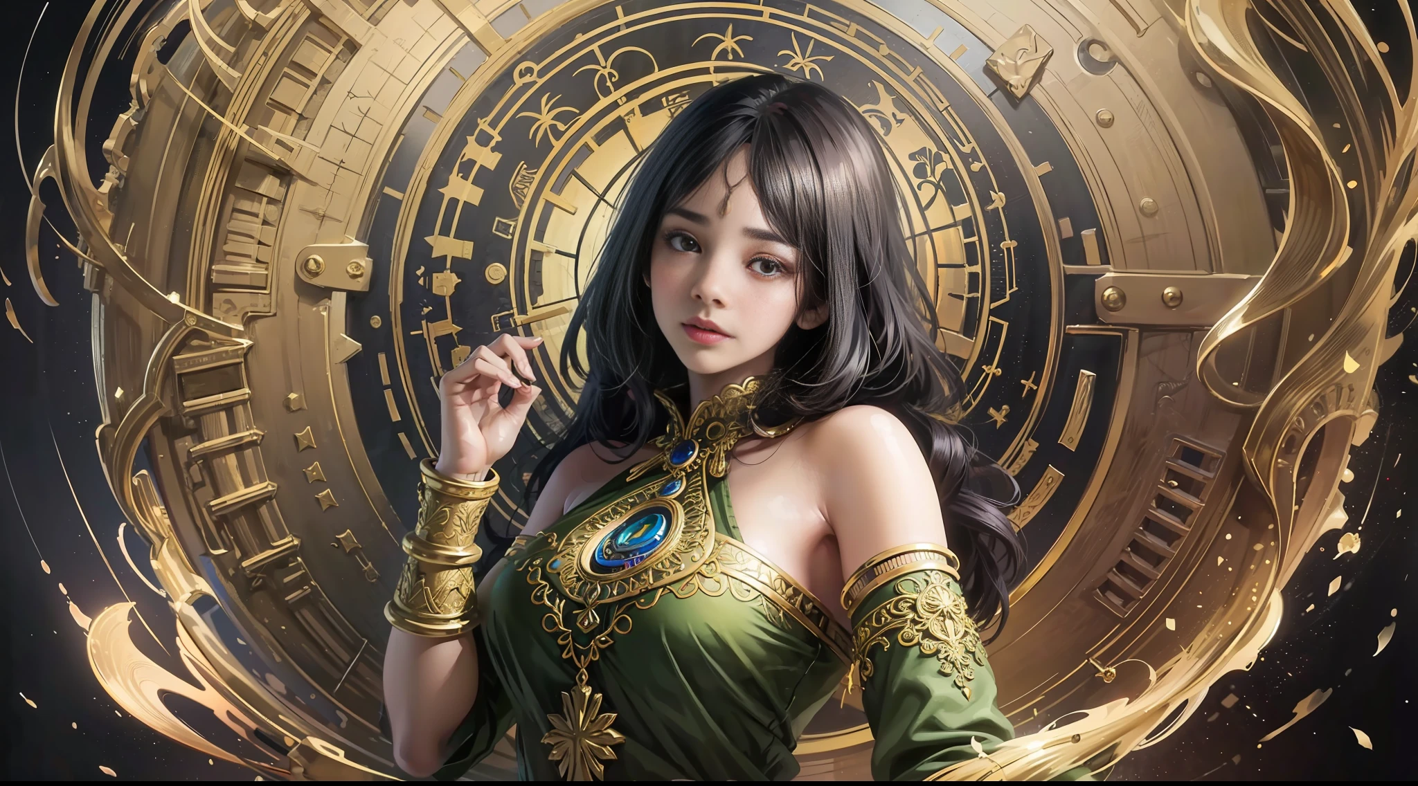 Perfect NwsjMajic, (Masterpiece, Top Quality, Best Quality, Official Art, Beauty and Aesthetics: 1.2), (1 Girl), Extremely Detailed, Colorful, Supreme Detail, Official Art, Unity 8k Wallpaper, Ultra Detailed, Beautiful and Aesthetic, Graceful, Holy Light, Gold Leaf, Gold Leaf Art, Shimmering Images, (Zentangle, Mandala, Tangled, Entangled). --auto --s2