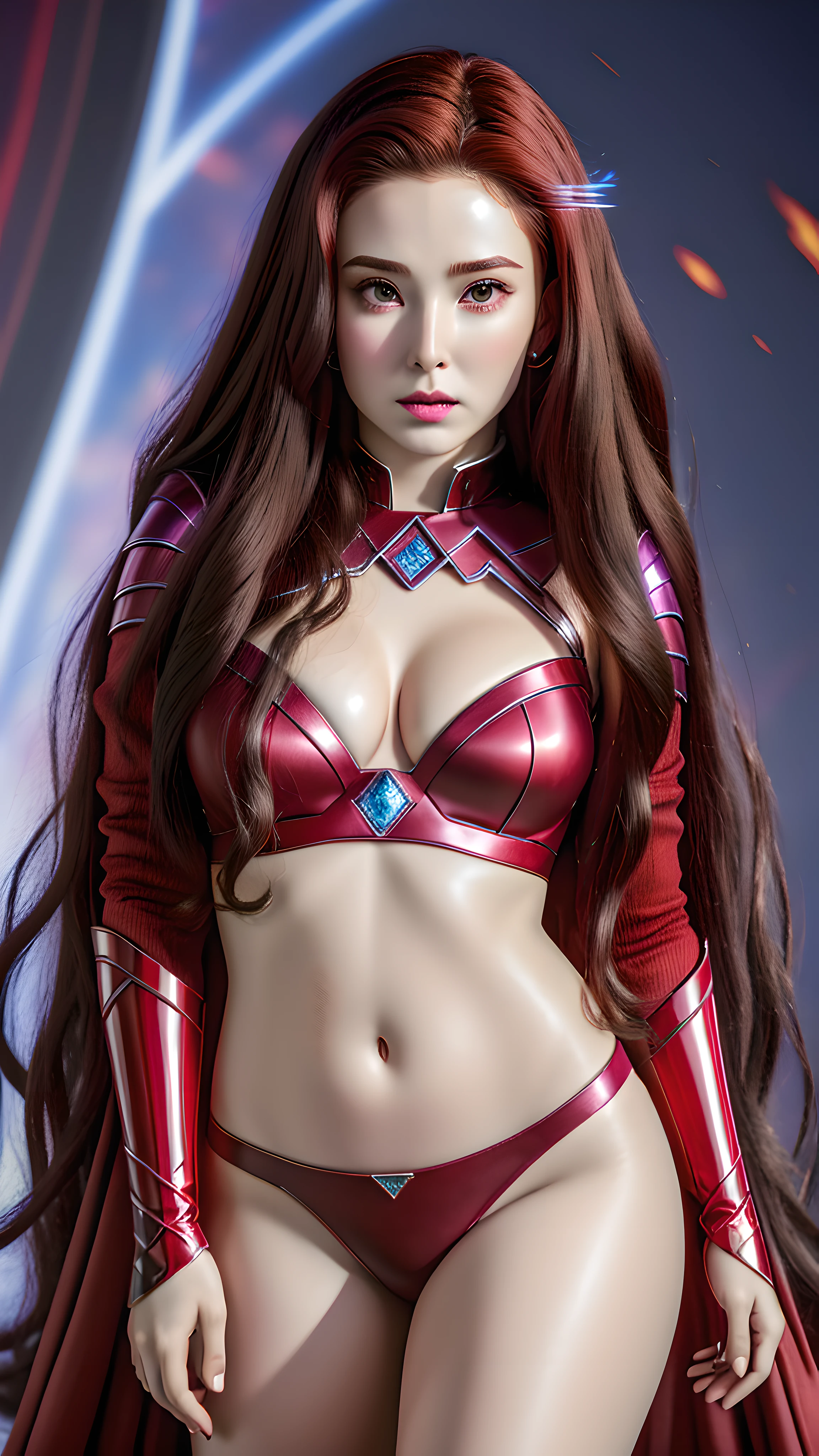 (masterpiece), (best quality), (hyper realistic:1.4),(hyperrealistic:1.1),  highres , 4k,(extremely detailed background), (dynamic background),detailed background, magic forest,
(((scarlet witch ))),(realistic face:1.1),  (full_body:1.4), perfect eyes,(shiny skin:1.2), (hairstyle), (perfect hands) ,  dynamic pose, (blood tears:1.2), (crying:1.2), crying expression, (thick), (long red hair), (glowing eyes),black lipstick
 fire magic, tight sorceress clothes, magical clothing,  (extremely slutty clothing), (skimpy clothing) , powerful wizard, (magic spells:1.3),