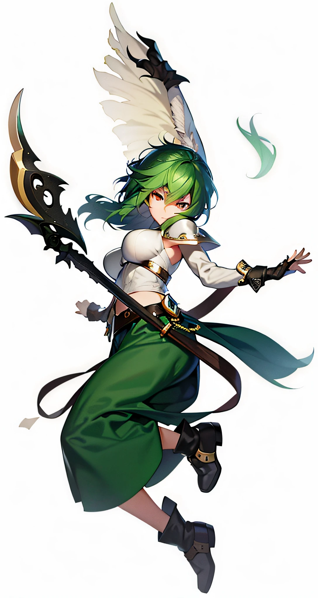 A cartoon image of a woman with green hair and a sword, --auto --s2