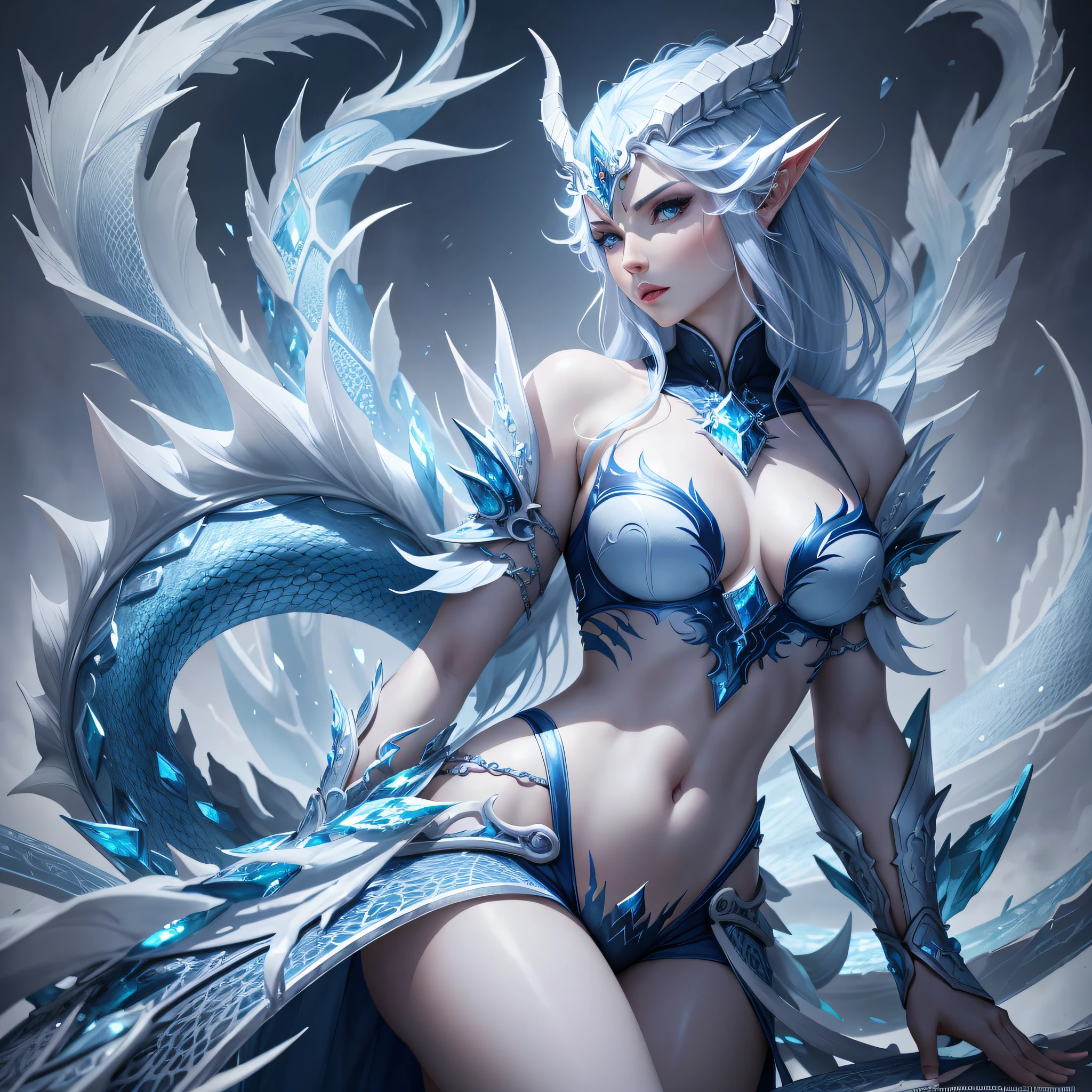 Anime - a stylistic image of a woman in a blue and white costume, Ice Witch, IG Model |ArtGerm, Trendin on ArtStation, Artgerm on ArtStation Pixiv, Extremely detailed ArtGerm, Queen of Ice and Storms, Epic Exquisite Character Art, Ice Mage, Epic Fantasy Art Style HD, Ice Crystal Armor, Detailed Fantasy Art, Extreme Graphics. --auto --s2