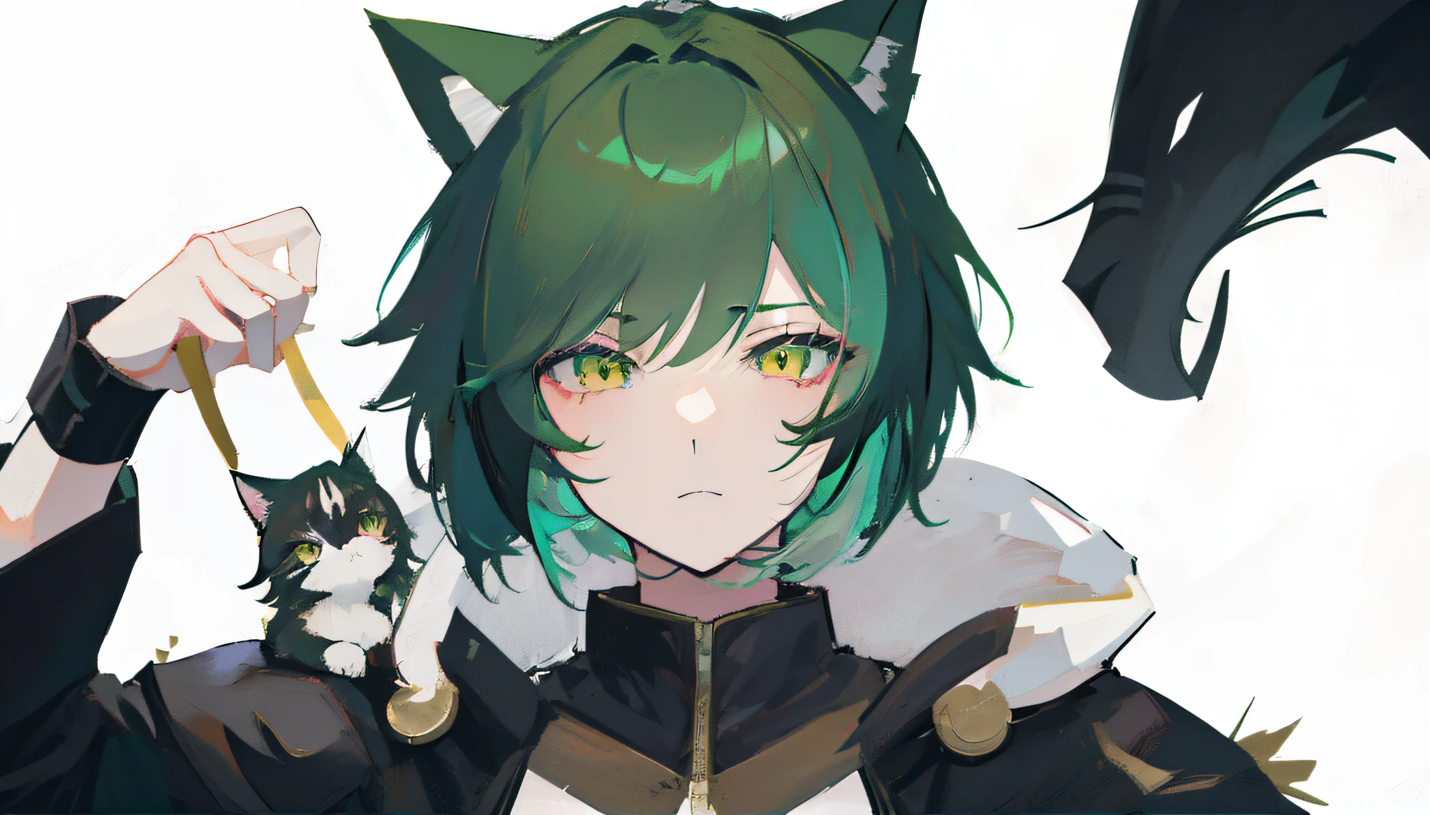 anime girl with green hair holding a cat, anime girl with cat ears, anime catgirl, cute anime catgirl, catgirl, beautiful anime catgirl, girl with cat ears, detailed anime character art, cat girl, woman with cat ears, trend in artstation pixiv, guweiz in pixiv artstation, attractive cat girl --auto --s2