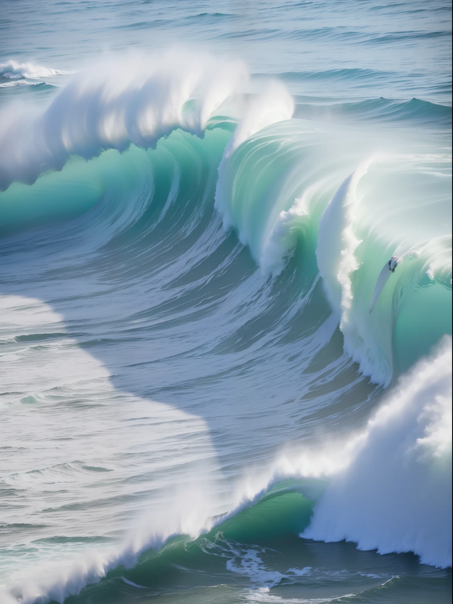aerial view of a person surfing on a wave in the ocean, ocean waves, a photo of the ocean, ocean swells, beautiful waves in sea, sea waves, blue crashing waves, foamy waves, view from above on seascape, ocean wave, soaring waves, an ocean, wave breaking, waves crashing in the sea, large waves, crashing waves, beautiful ocean