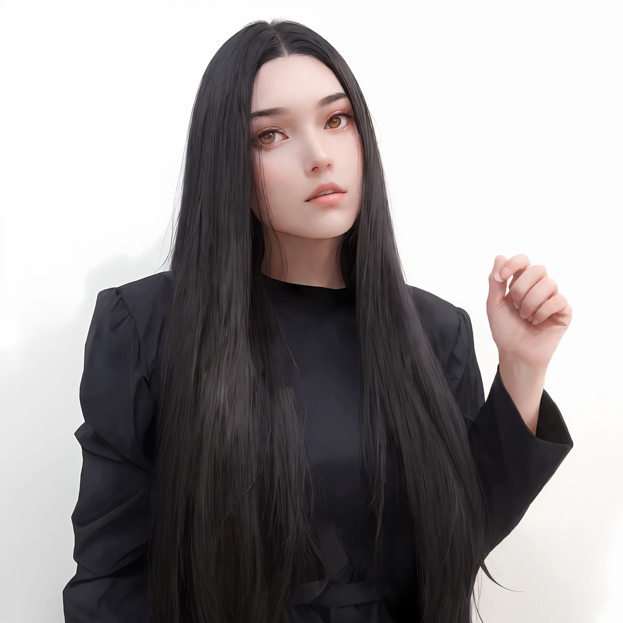 there is a woman with long black hair posing for a picture, female with long black hair, with straight black hair, long black shiny hair, with long black hair, long straight black hair, extra-dark natural black hair, her hair is long and straight, perfect silky straight hair, long black straight hair, young woman with long dark hair, long flowing black hair