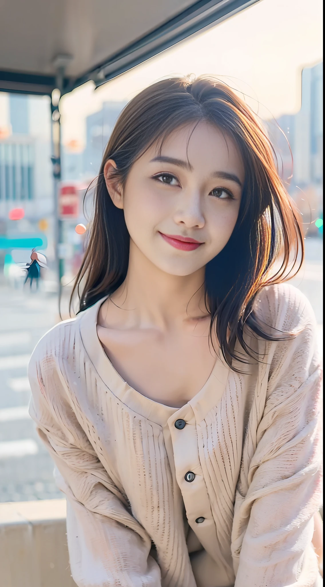 Super Smile, Random Pose, mix4, (8K, RAW photo, top quality, masterpiece: 1.2), (realistic, photorealistic: 1.37), 1 girl, cute, cityscape, night, rain, wet, professional lighting, photon mapping, radiosity, physically based rendering, gradient brunette hair, short curly, handsome, girly, white ball set, excellent image quality(High Definition), 1080p, (Clear Face), (Detailed Facial Description), (Detailed Hand Description), (Masterpiece), (Exquisite CG), Extreme Light and Shadow, disheveled Hair, Masterpiece, Rich Detail, (Exquisite Facial Features), (Best Image Quality), (Masterpiece), (Eye for Detail), Looking Eyes, Delicate Clavicle
