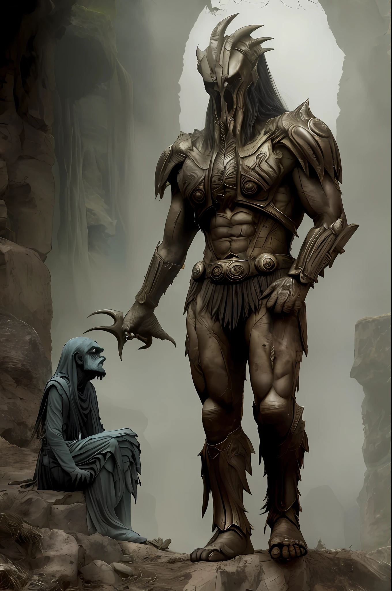 Best quality, masterpieces, monsters, gods, Prometheus, full body photos