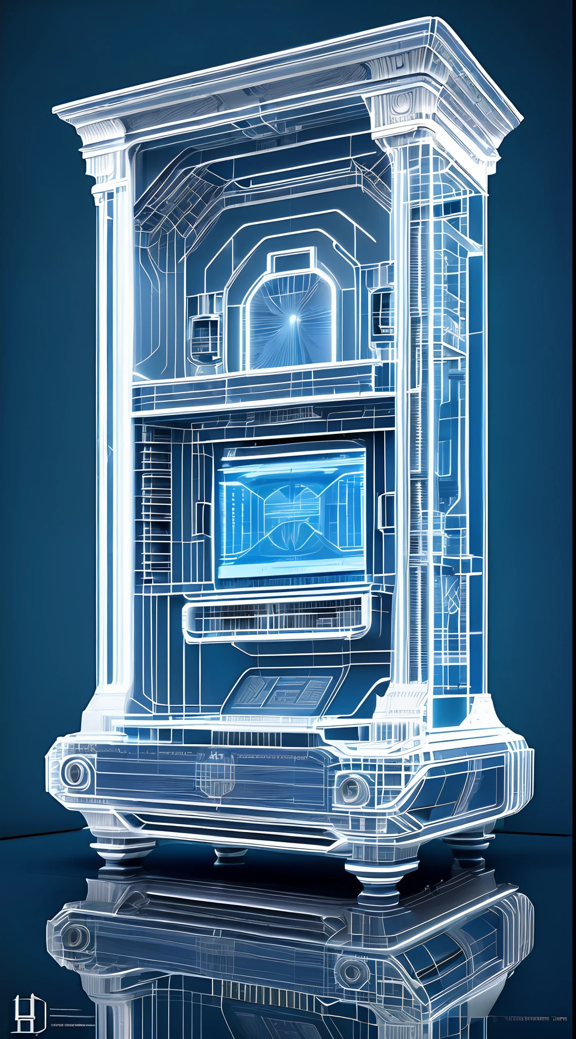 (Best quality),(masterpiece),(ultra detailed),(4k resolution),(extremely detailed) digital art, concept Art Deco computer blueprint of the future, detailed, 3D render, trending on artstation