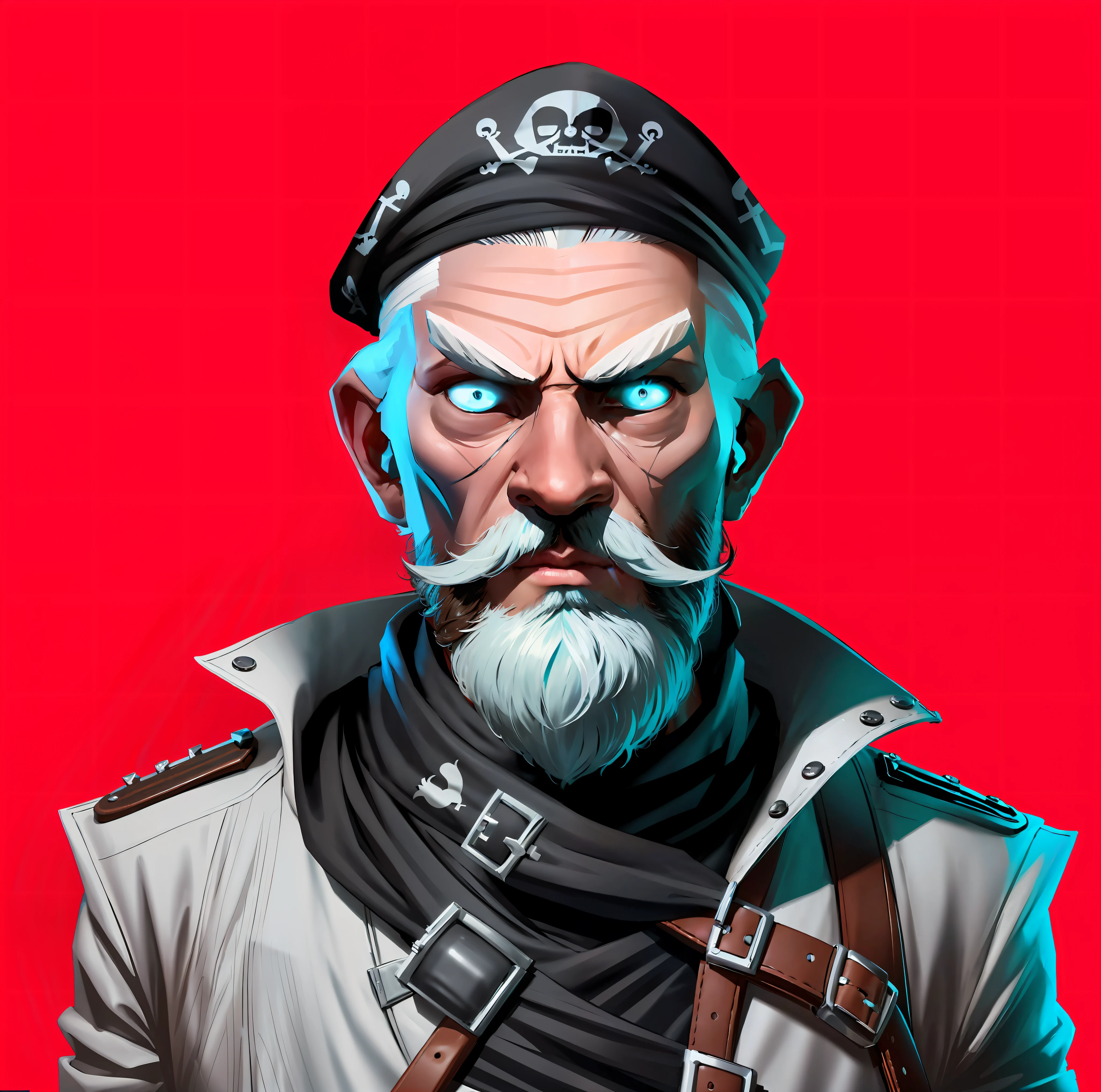 Stylish white big beard with a soft light blue tone,perfect mouth,