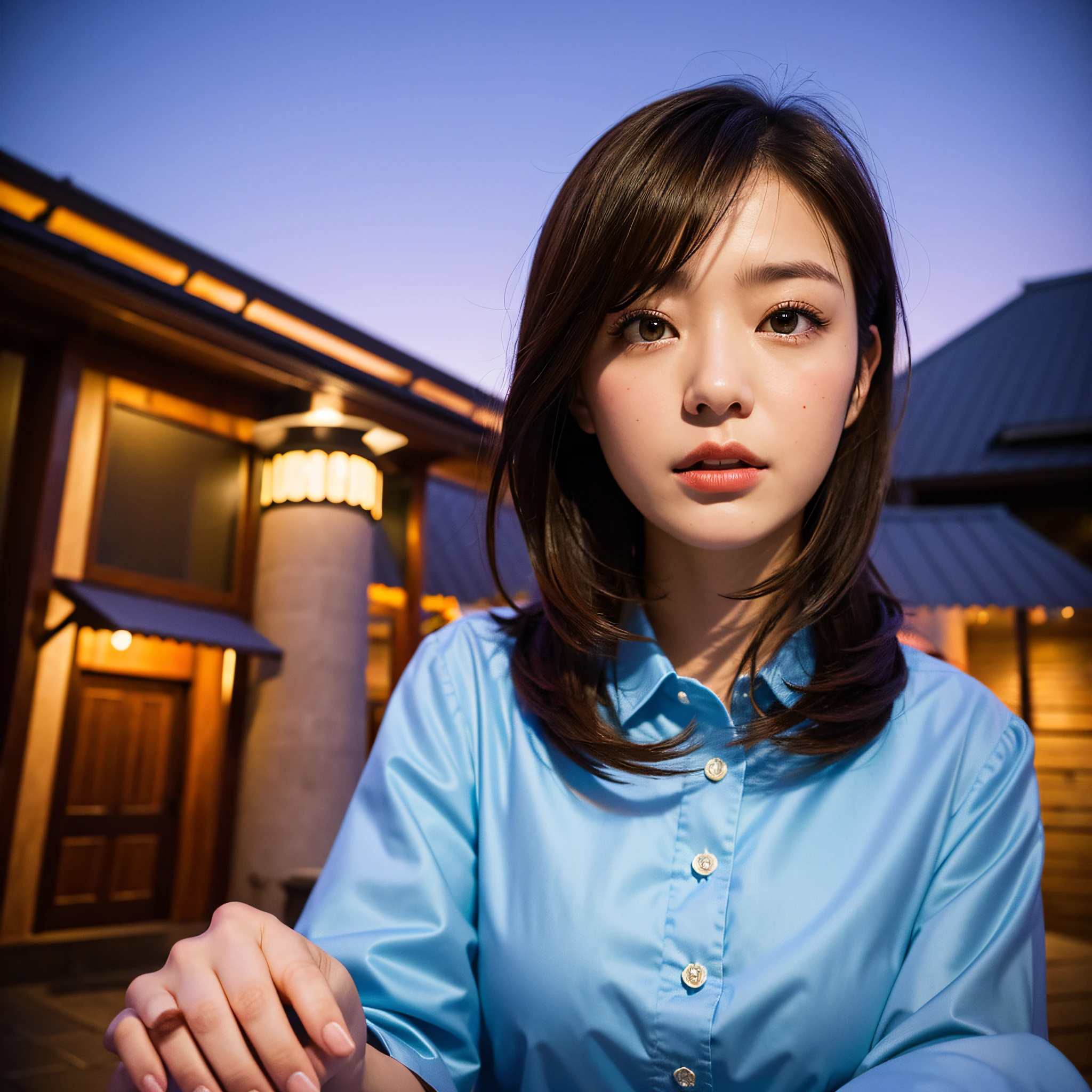 (Top Quality, Masterpiece: 1.2), One Woman, Portrait, Night, Dark Cafe, Detailed Sky, Haruna Hashimoto,