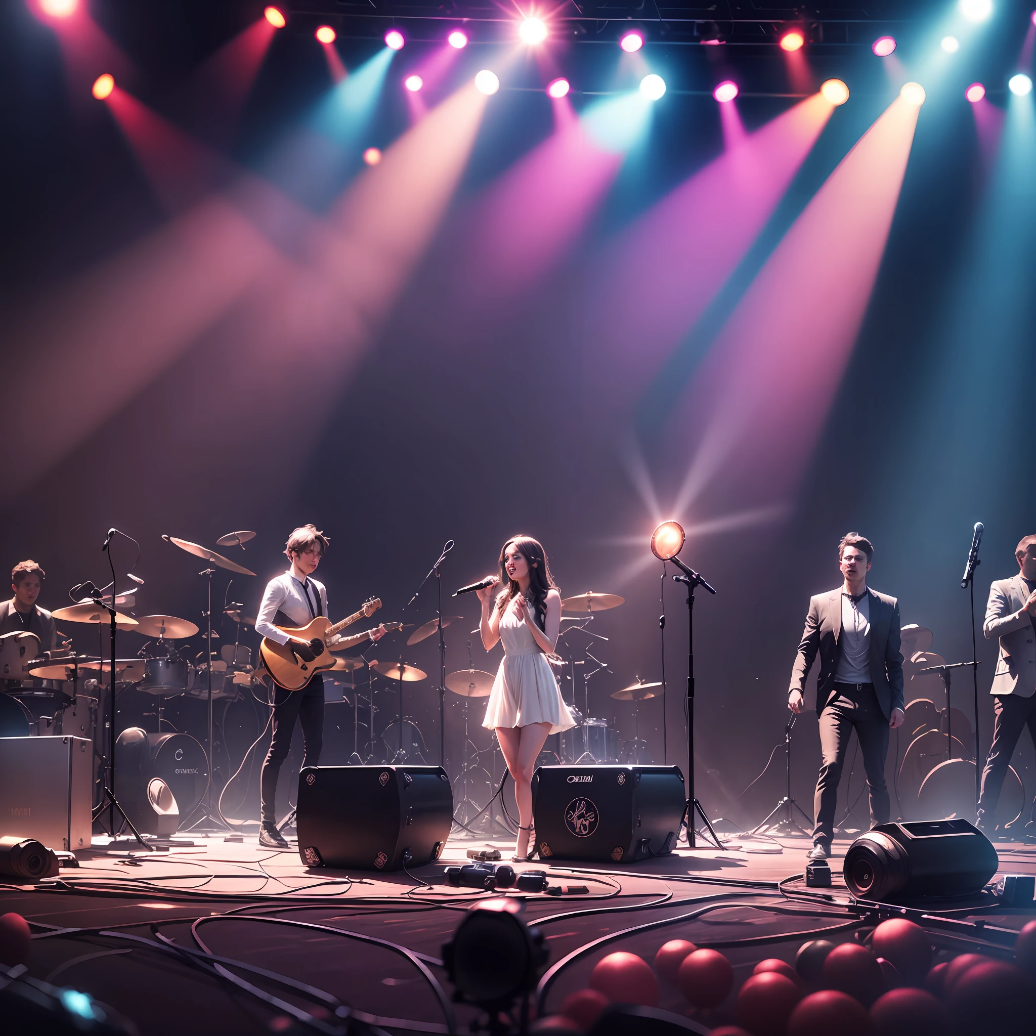 live singer stage, Microphone, dreamy lighting, stage center --auto --s2
