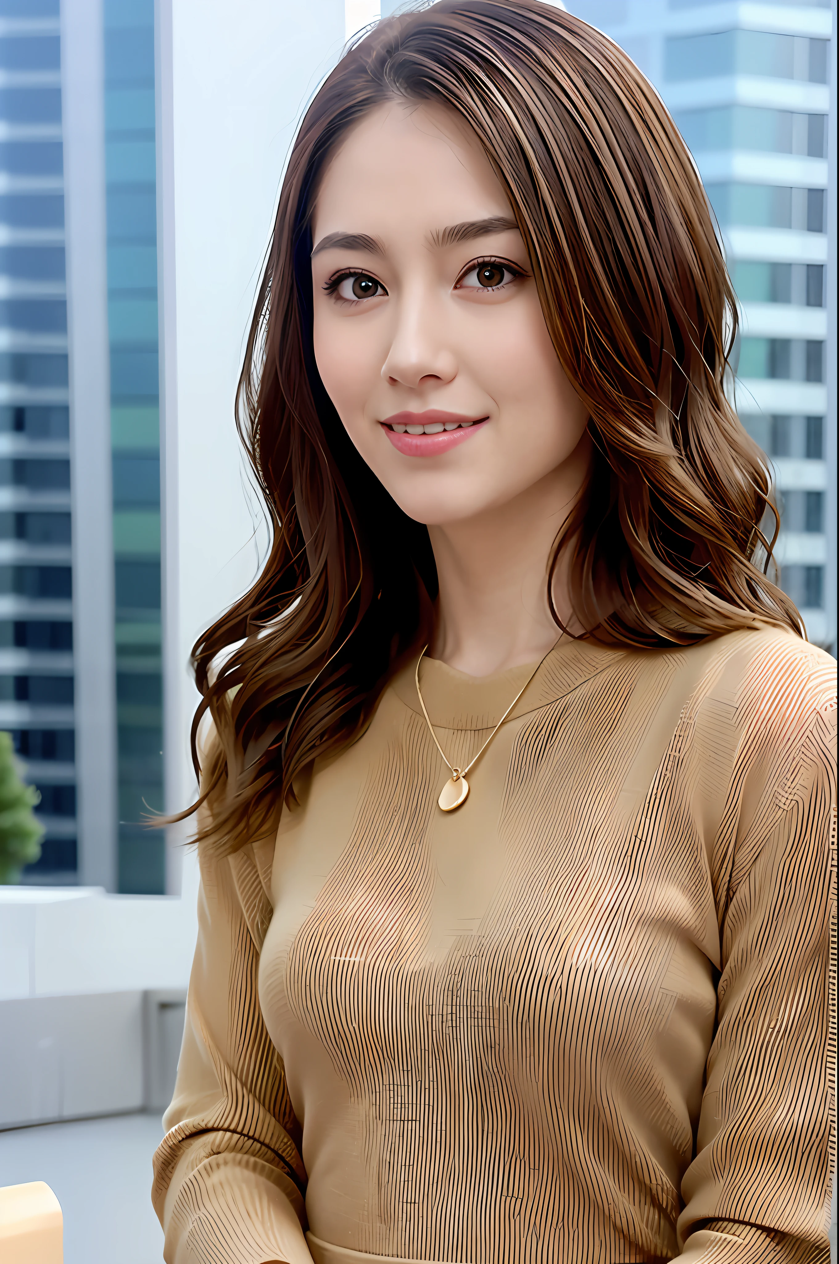 Long blonde hair, light brown eyes, 1 girl, slender, cute, innocent, (photorealistic, lens flare: 1.4), (complex details: 1.2), (masterpiece, : 1.3), (best quality: 1.4), (ultra high definition: 1.2), cinema light, ultra high definition, (detailed eyes), (detailed facial features), HDR, 8k resolution, facing the viewer, (shiny skin), dreamy, doctor, bright color blouse with a little transparency, full body, city, city