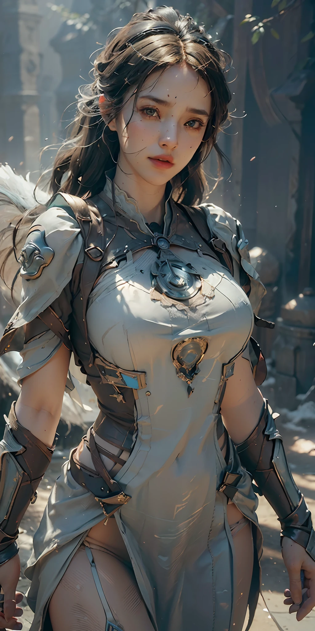 (Best Quality), ((Masterpiece), (Detail: 1.4), 3D, A Beautiful Western Female Figure, HDR (High Dynamic Range), Ray Tracing, NVIDIA RTX, Super-Resolution, Unreal 5, Subsurface Scattering, PBR Textures, Post-Processing, Anisotropic Filtering, Depth of Field, Maximum Clarity and Clarity, Multi-layer Textures, Albedo and Highlight Maps, Surface Shading, Accurate Simulation of Light-Material Interactions, Perfect Proportions, Octane Render, Two-color Light, Large Aperture, Low ISO, White Balance, Rule of Thirds, 8K RAW, , Yushui