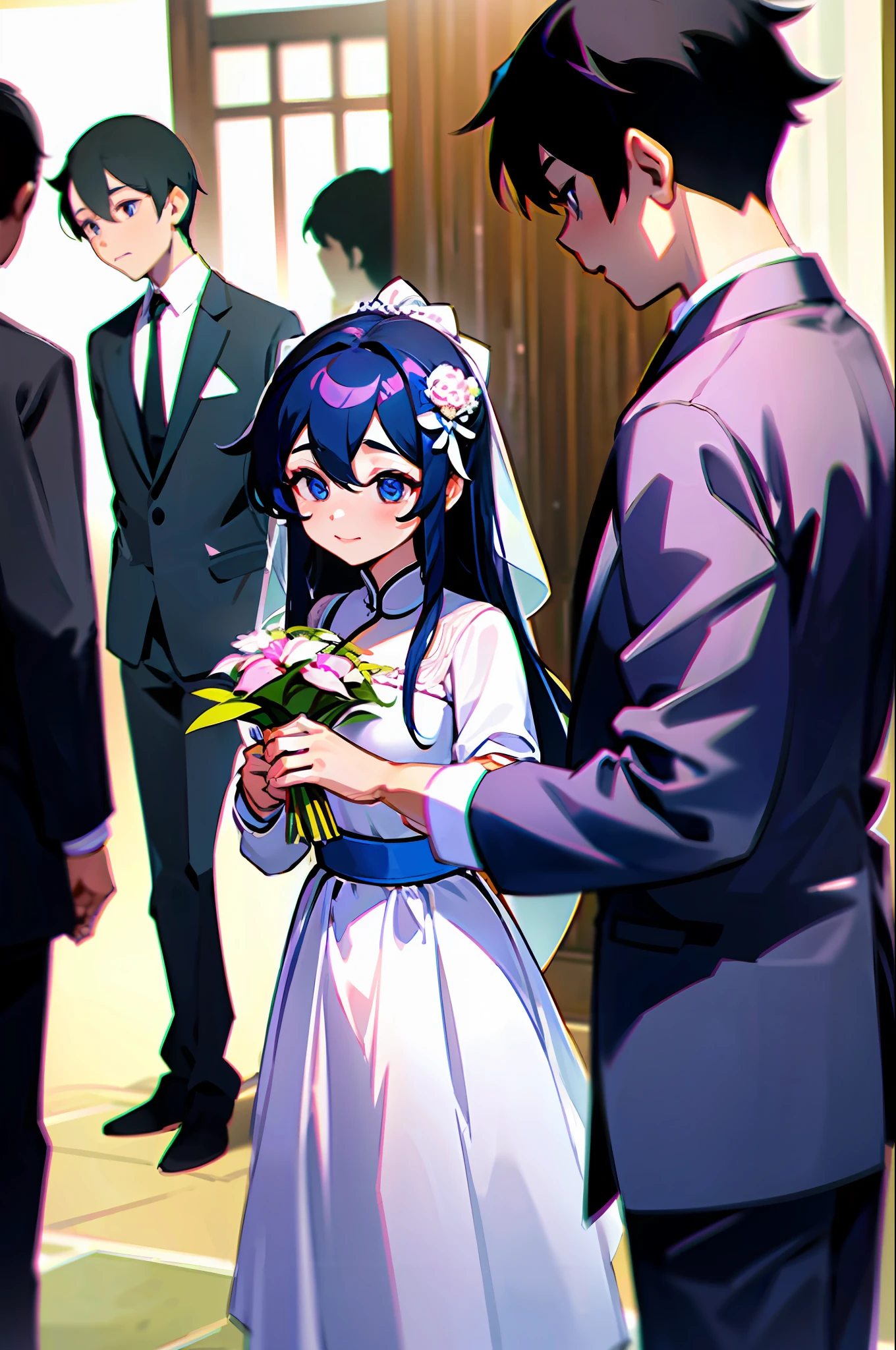 There were only a few guests at a simple wedding, and a girl played the role of my father, taking my (the girl's) hand and handing it to Shen Chen (the boy).