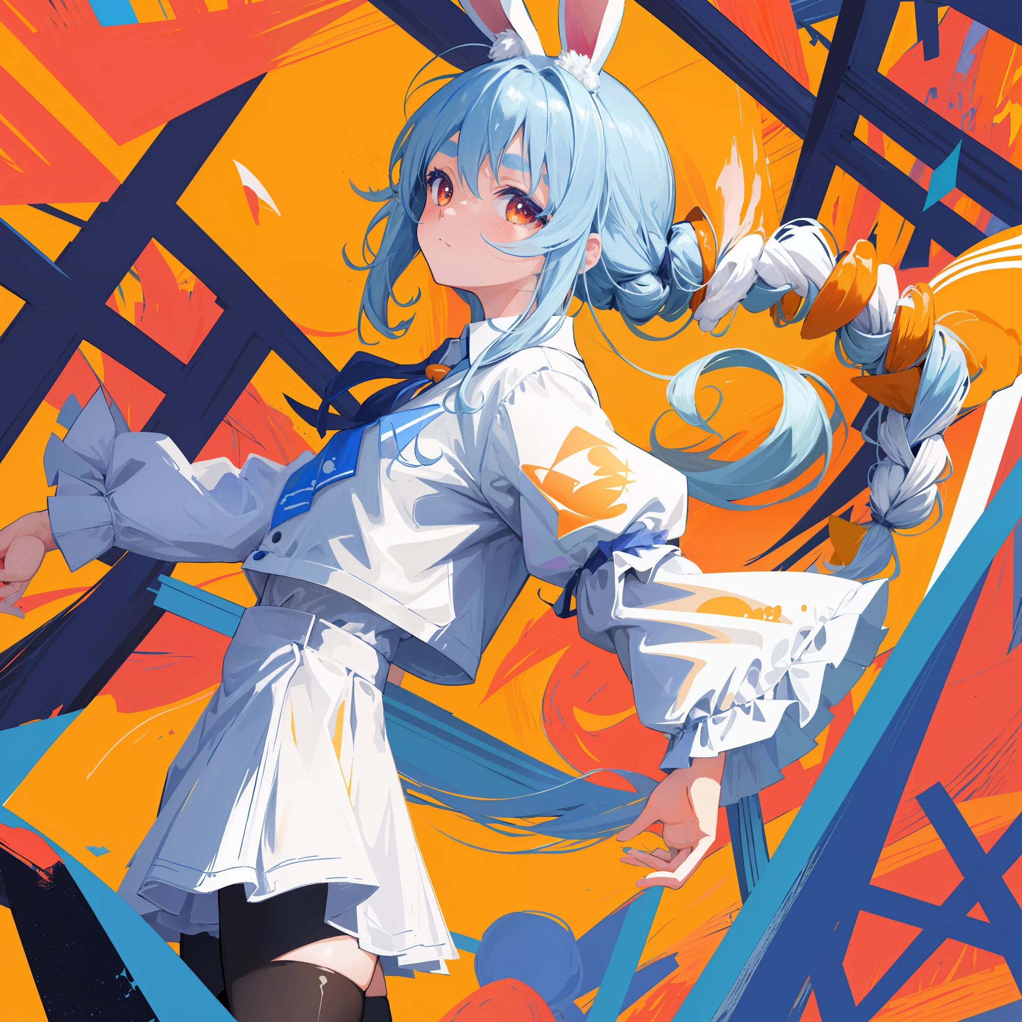 (人物: Usada Pekora), (flat color:0.9),(colorful:1.1),(masterpiece:1,2), best quality, masterpiece, highres, original, extremely detailed wallpaper, looking at viewer,,,1girl,solo,Bunny Girl,Portrait