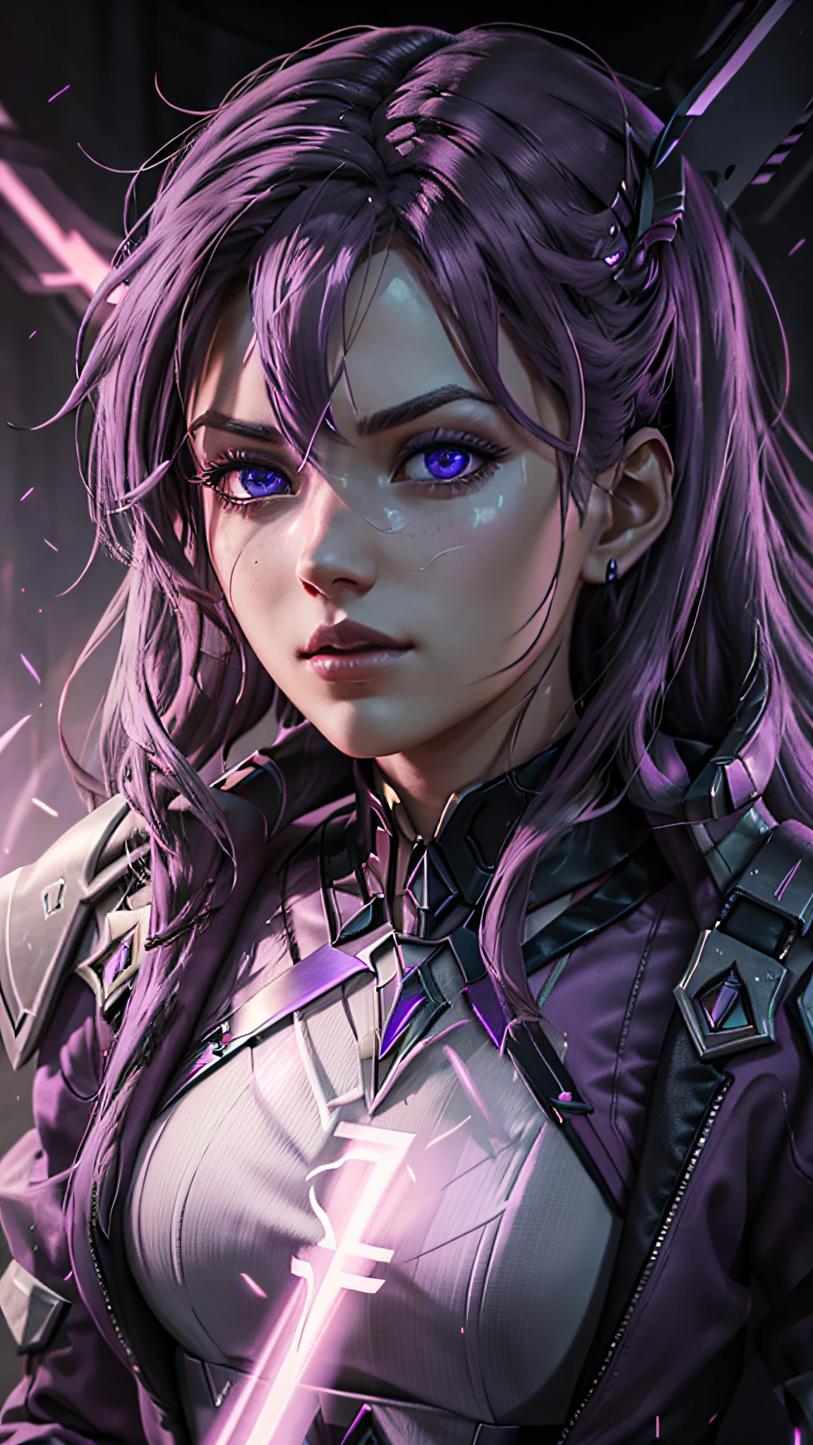 hyper-realistic portraits, nightcore, light academia, light purple, unreal engine 5, minimalist, --v 5.1