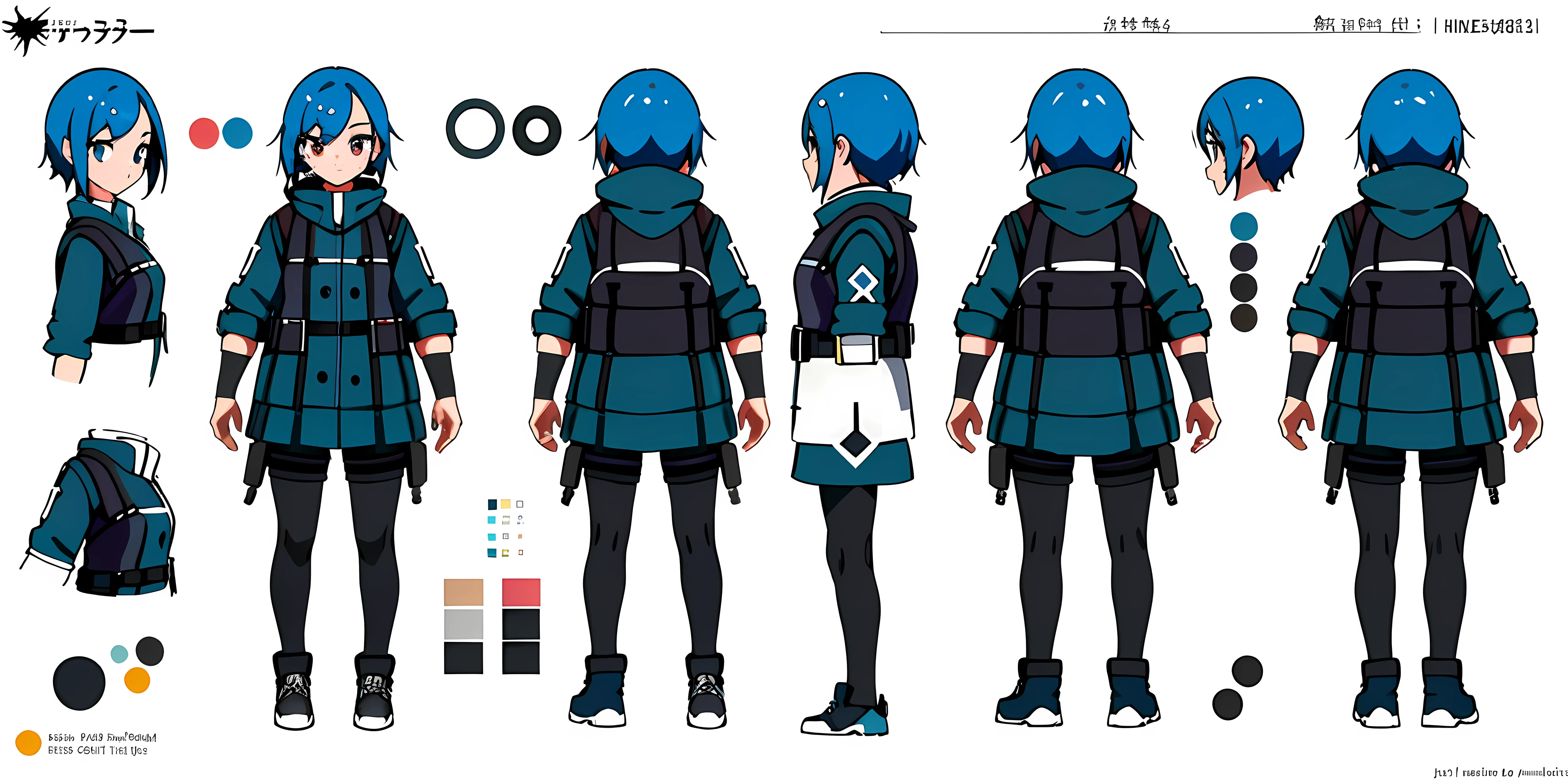 1 young girl, character sheet, concept art, full body, (masterpiece:1.2), (best quality:1.3), 1girl, standing, punk