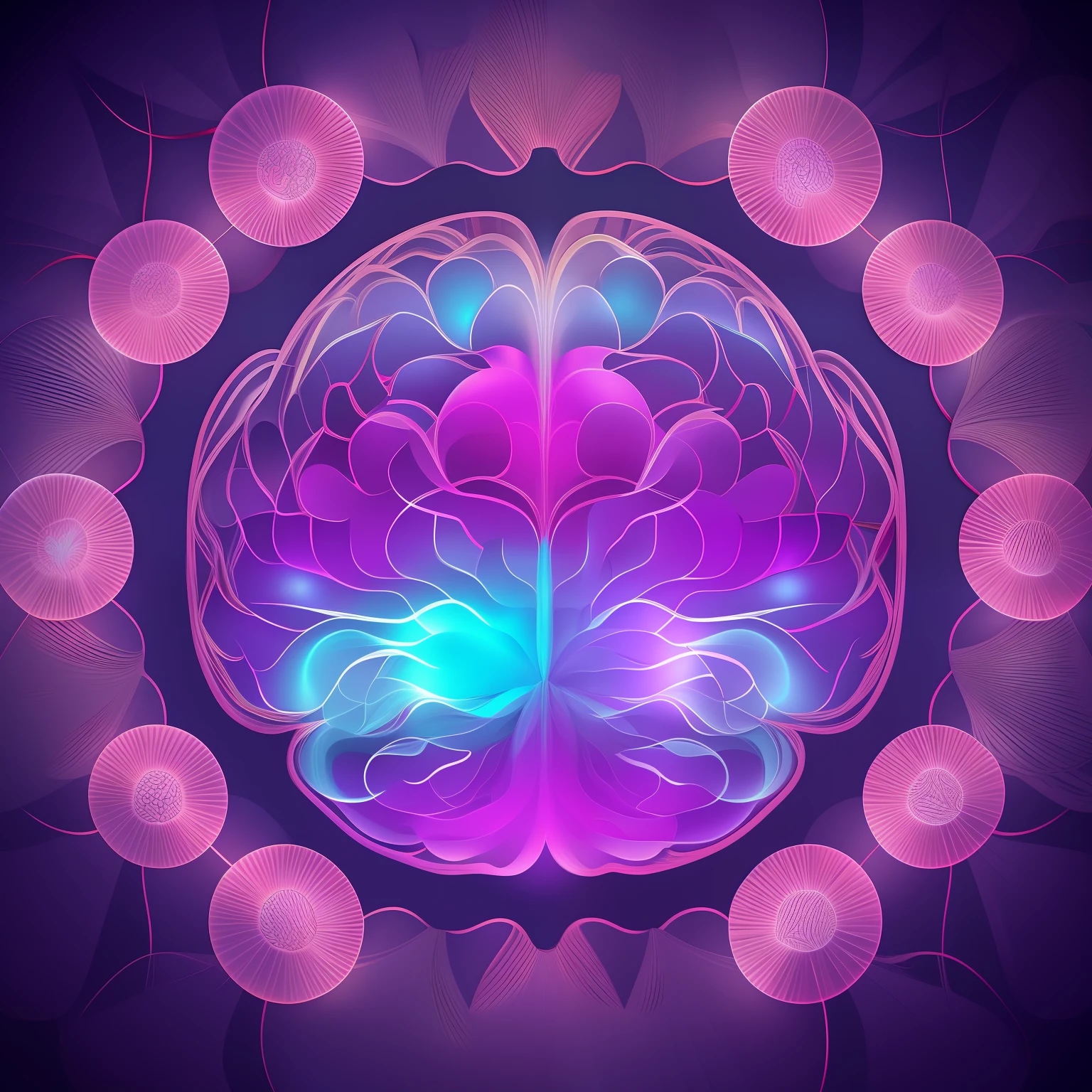 Digital generative art, create an image of a human brain, illuminated by a ray of light, on a dark background, with snowflakes. Use cool, contrasting colors to create a sense of mystery and curiosity. The brain must be realistic and detailed, showing its different parts and cognitive functions. The ray of light must come from above, suggesting a higher source of wisdom or inspiration. --auto --s2