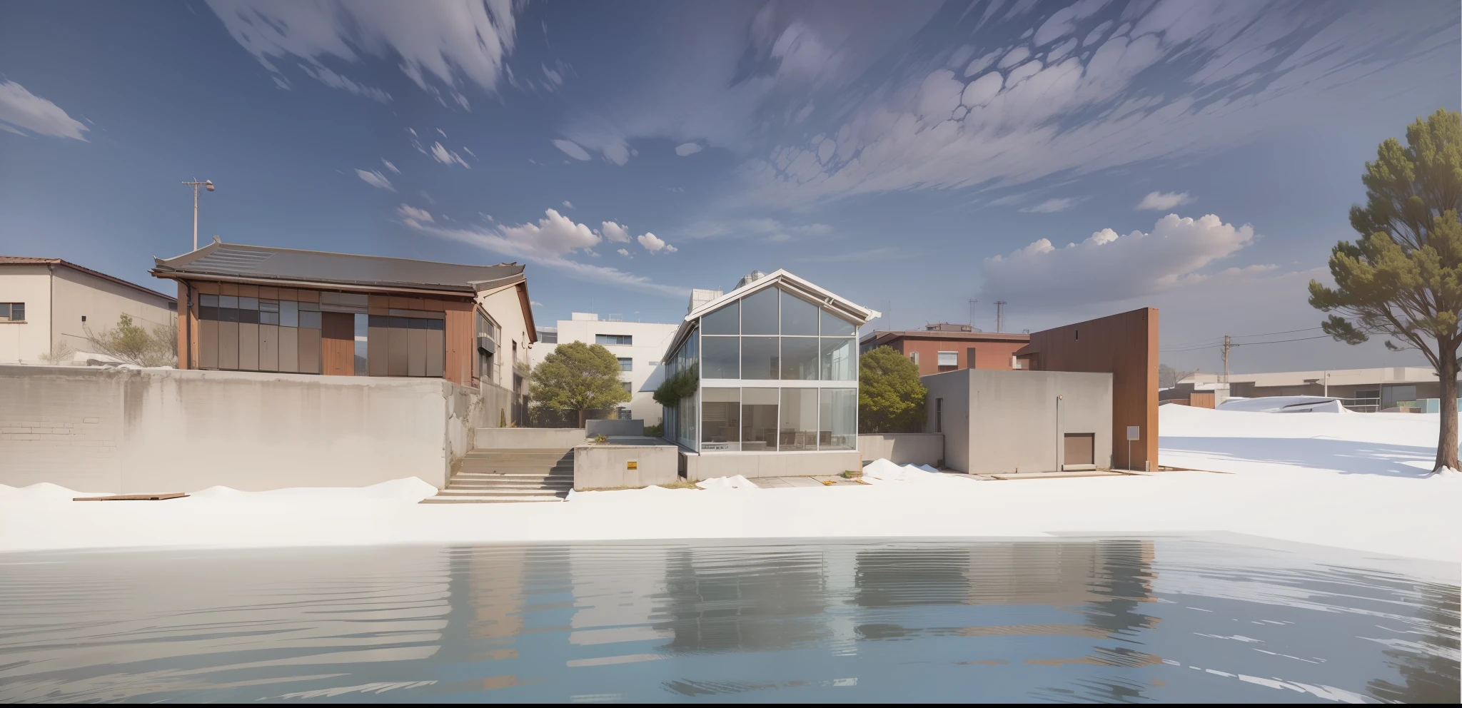 Save the main body of the building unchanged and render the surrounding environment --auto --s2