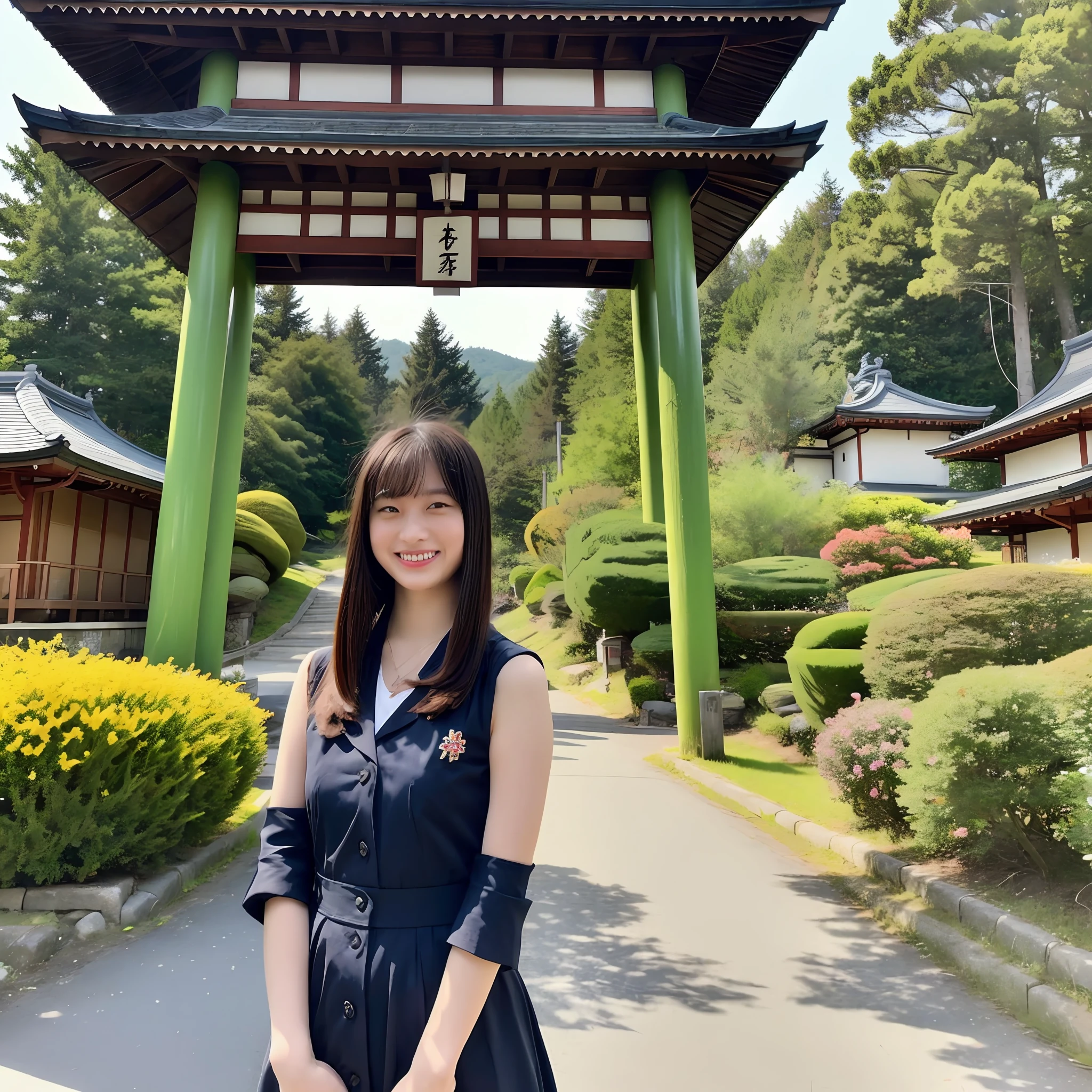 A female college student who loves Kenji Miyazawa's works visits Kenji Miyazawa's hometown of Hanamaki City, Iwate Prefecture for the first time. When you visit Minshoji Temple, Kenji's Bodhi Temple, you will be at the peak of excitement and joy, and you will smile. In the background should be flowers and trees, but not buildings.