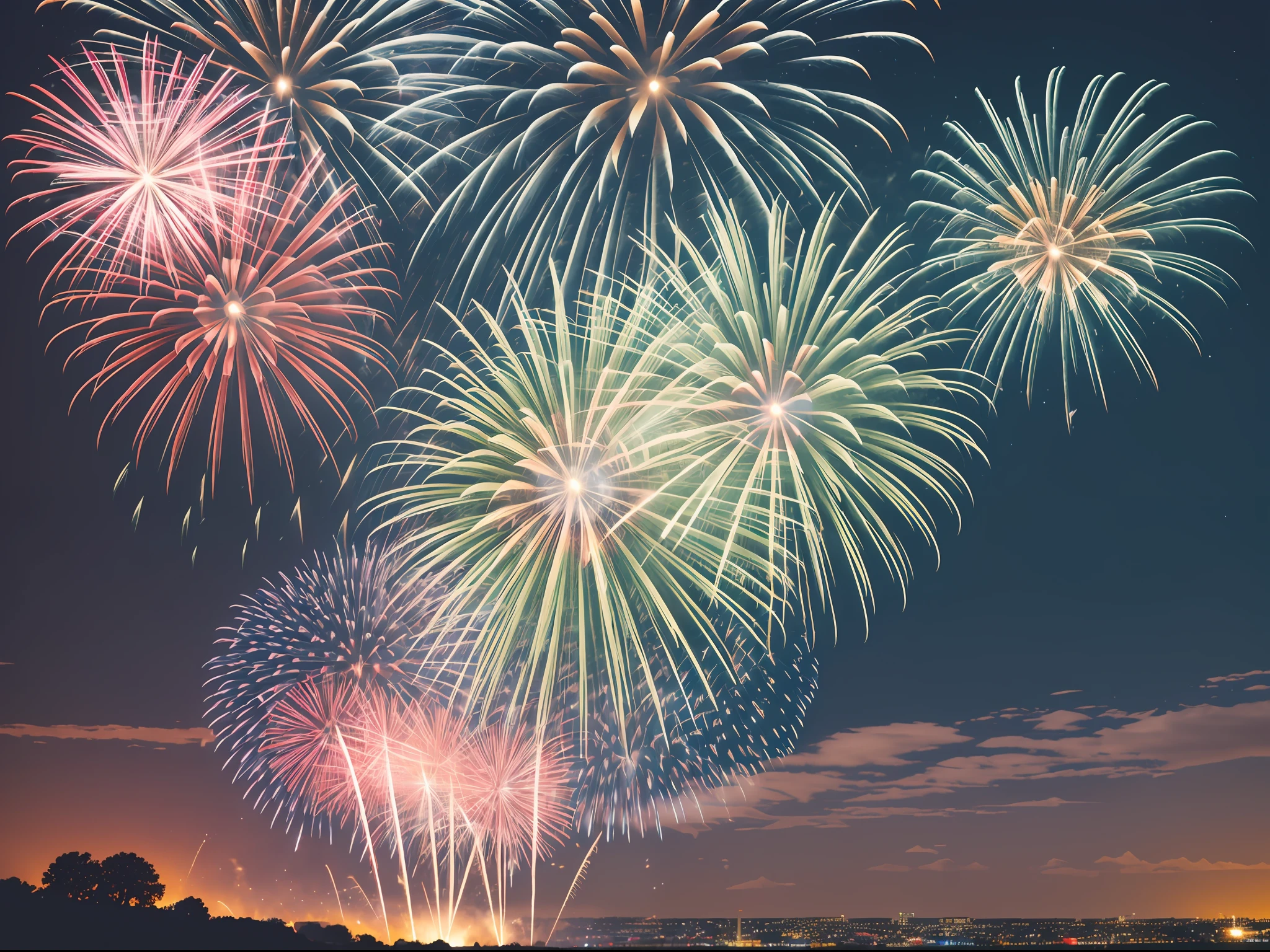 ((top quality, 8k, masterpiece, photo)), fireworks illuminated in the night sky with green light, shutterstock, istock, fireworks, [fireworks in the sky]!!, background fireworks, fireworks, background fireworks, background fireworks, celebrate, fireworks, pexels, July 4, stock photo, stock image, colorful explosion, by Stefan Gierowski, shot by Canon EOS 5 D Mark IV, Shot with Sony A7R camera --auto --s2