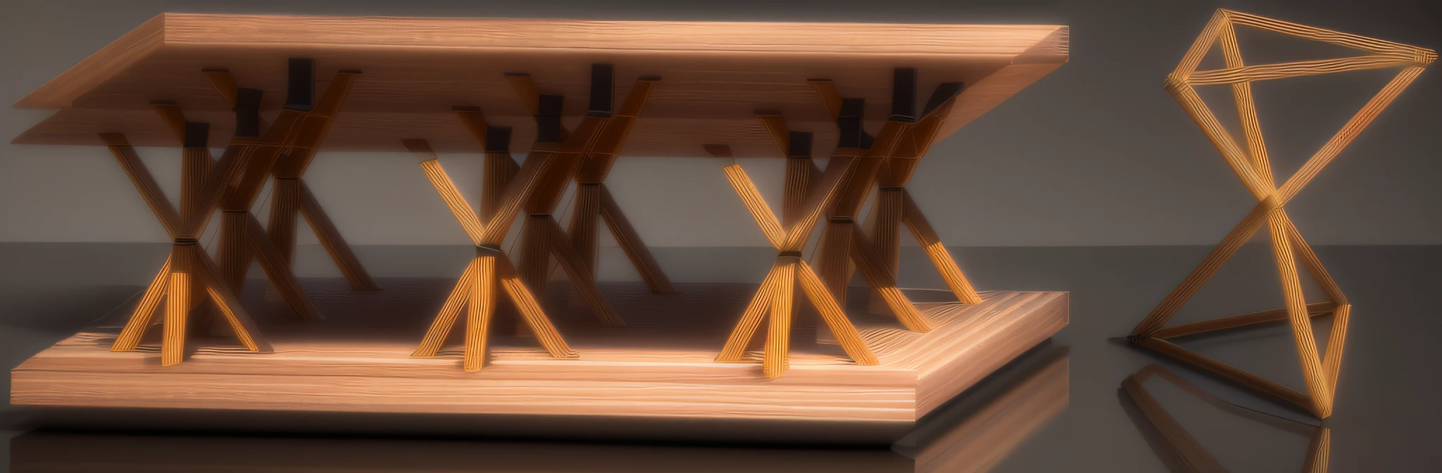 a close up of a table with a bunch of sticks on it, 3 d structure, conceptual, concept, mesh structure, detail structure, mechanical structure, perspective view, truss building, parametric structure, mechanical superstructure, close - up view, close-up view, mechanically enhanced honeycomb, without background, concept image, concept drawing, pinned joints