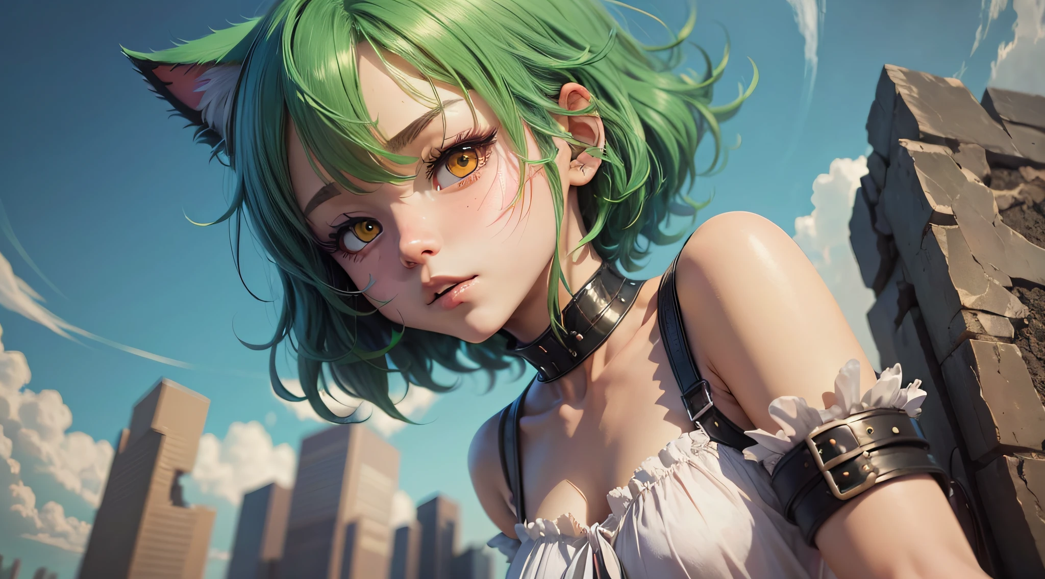 anime girl with green hair and cat ears posing for a picture, anime style. 8k, nsfw, loli, loli girl, loli mage girl, short hair, mage, fantasy, black mage, final fantasy, anime, made with anime painter studio, render of a cute anime girl, stylized anime, anime style, cute anime catgirl, anime catgirl, anime style 4 k, detailed anime soft face, anime highly detailed --auto --s2
