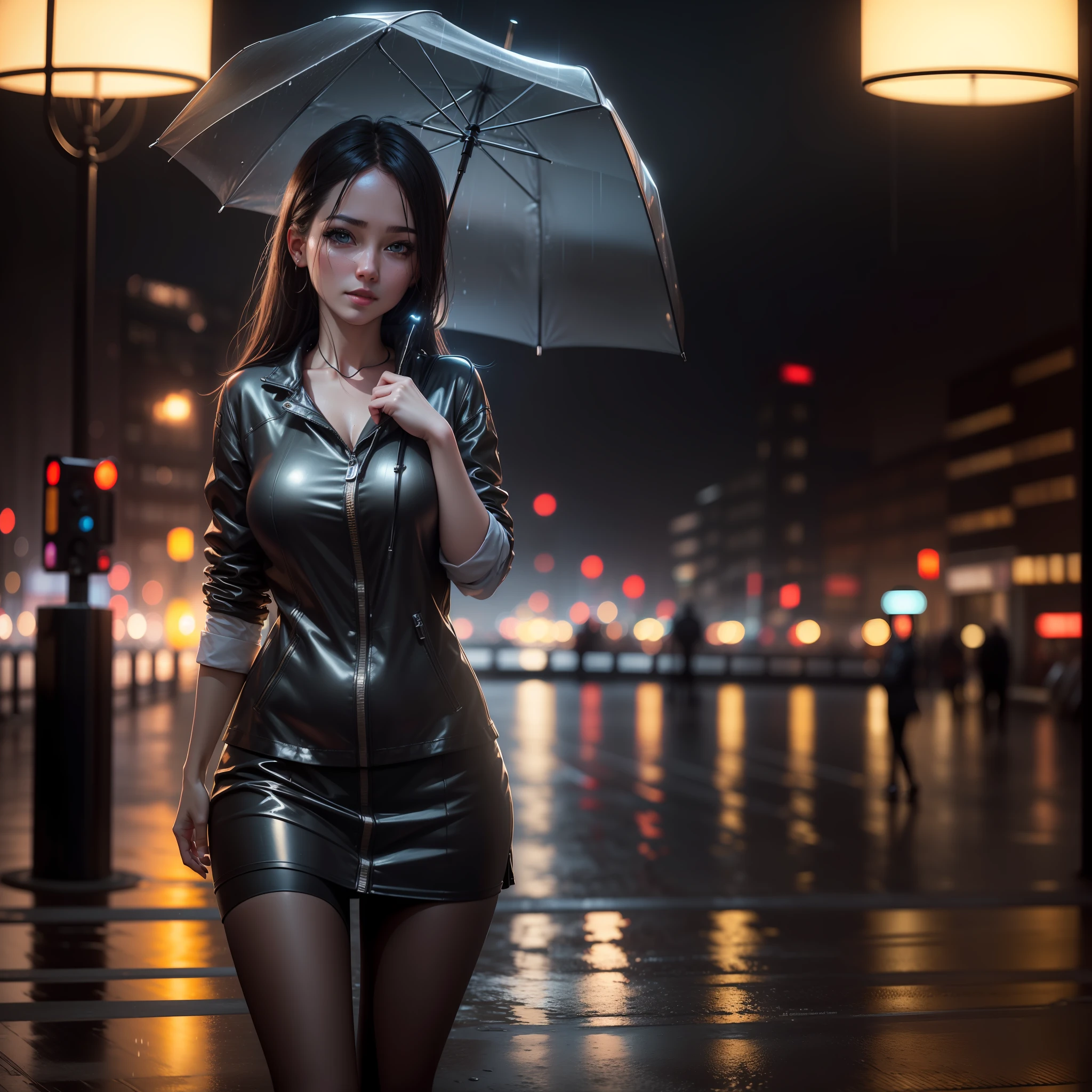 mix4,(8k, RAW photo, best quality, master:1.2), (realistic, photo-realistic:1.37),1girl,cute,cityscape,night,rain,wet,professional lighting,photon mapping,radiosity,physically-based rendering ,