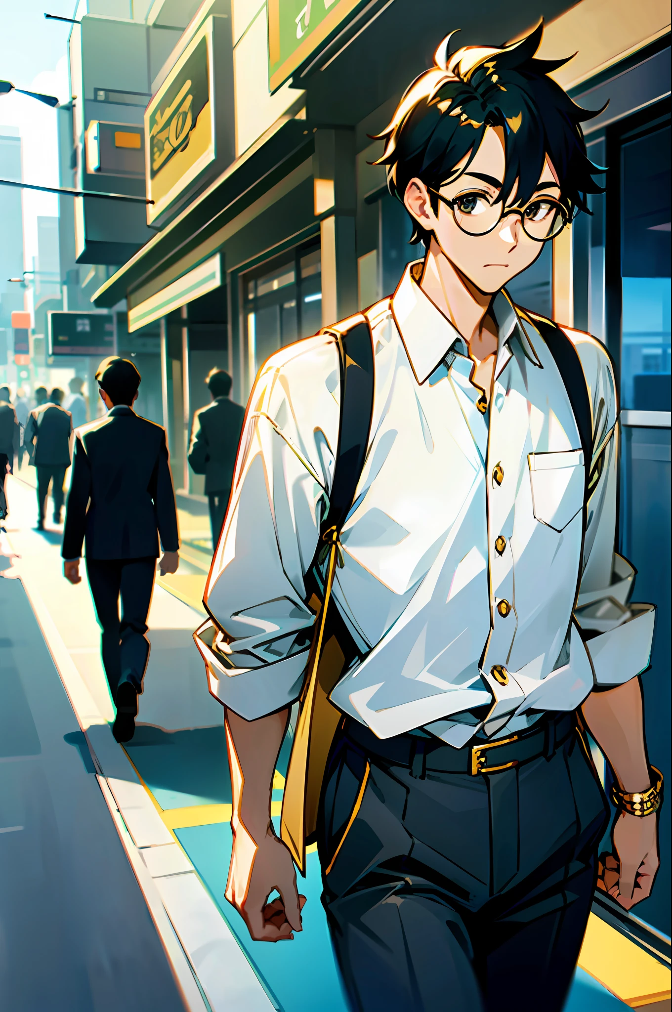 I subconsciously turned my head and saw a tall, fair-skinned, Panan-looking man wearing gold-rimmed half-rimmed glasses walking towards us