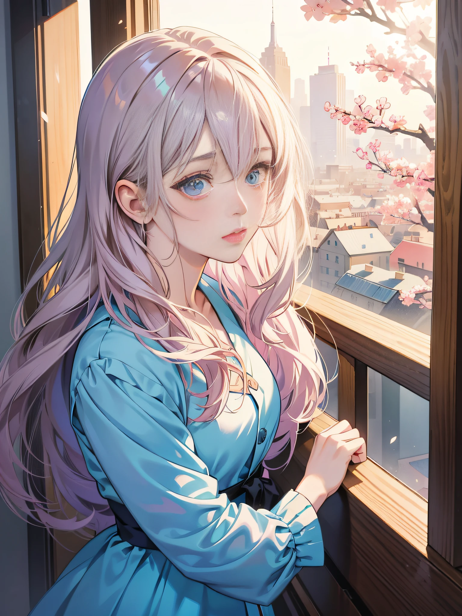 anime girl looking out of window with city in background, beautiful anime portrait, detailed portrait of anime girl, portrait anime girl, cute anime girl portraits, cute anime girl portrait, kawaii realistic portrait, anime style portrait, realistic anime artstyle, anime girl portrait, ilya kuvshinov with long hair, portrait of an anime girl, beautiful anime girl, realistic anime art style