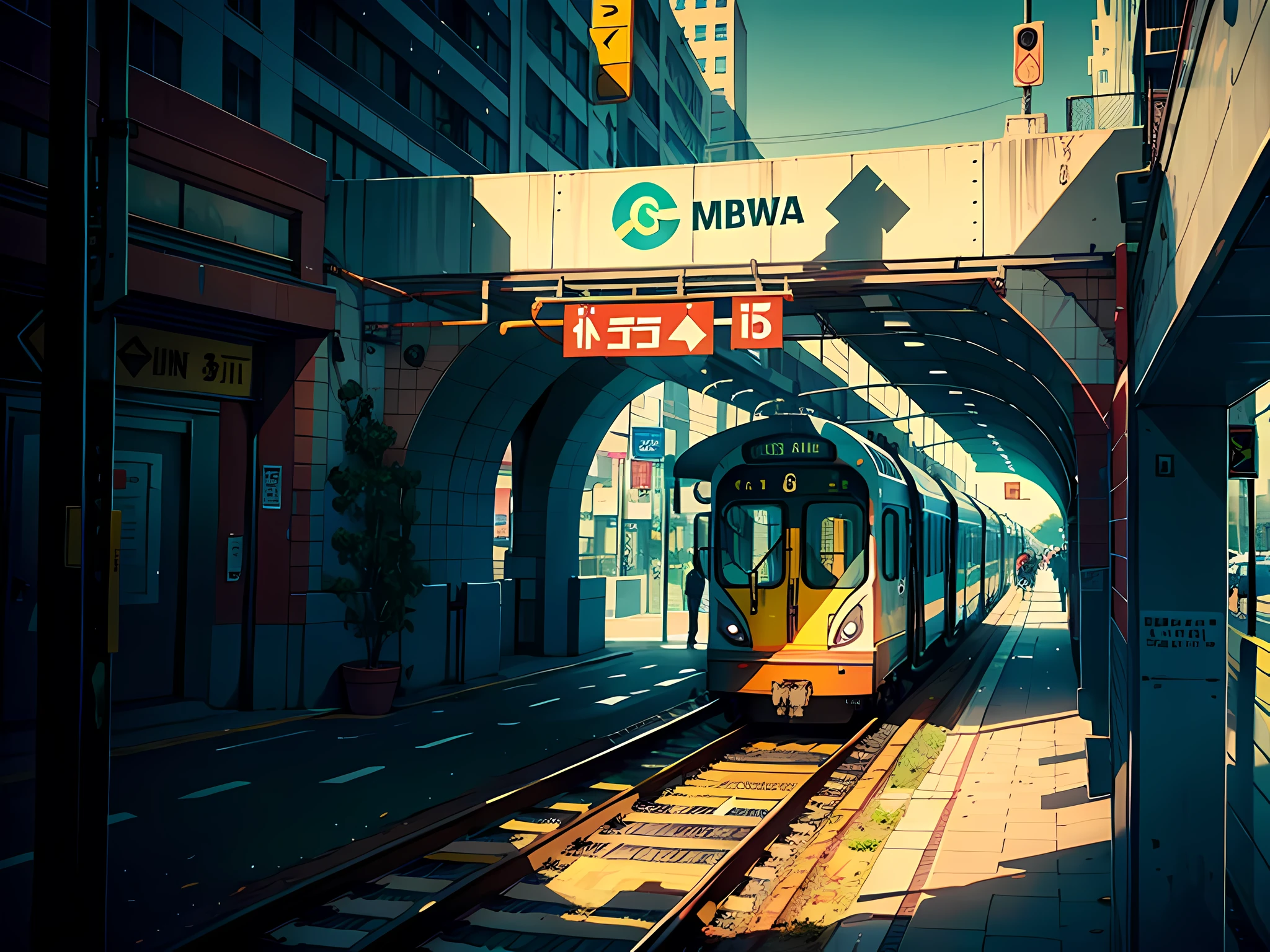 The subway, the front of the subway, drives into the distance