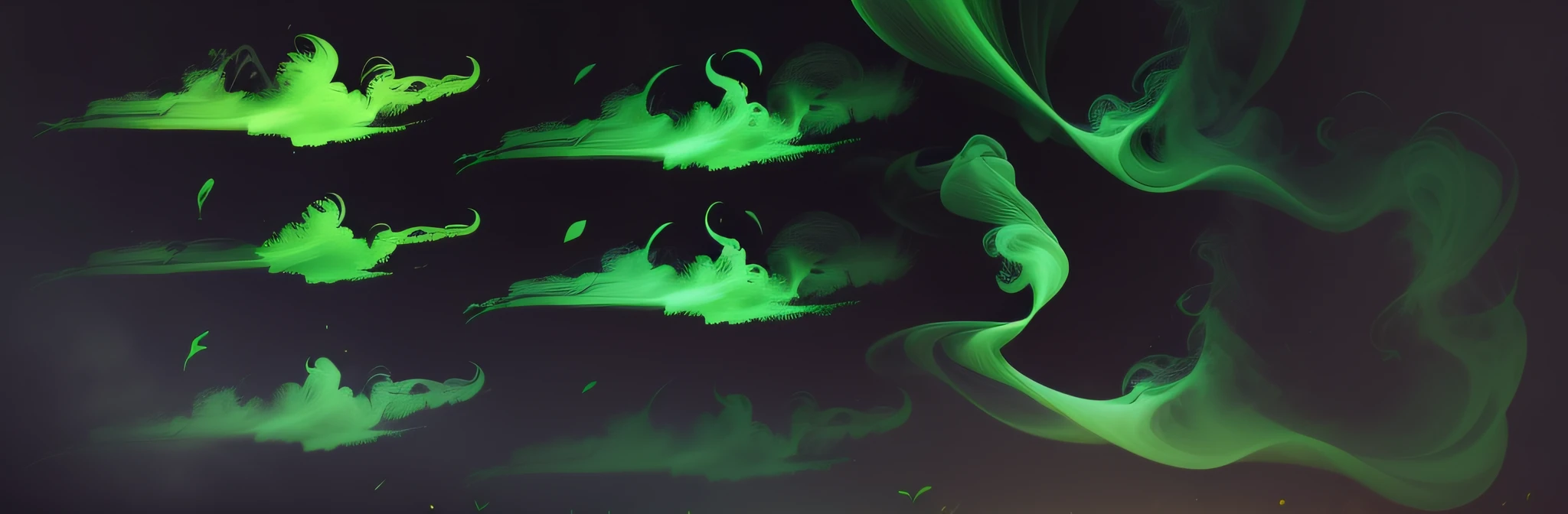 Green Smoke, Overlay, bloom, FUll black background. --auto --s2
