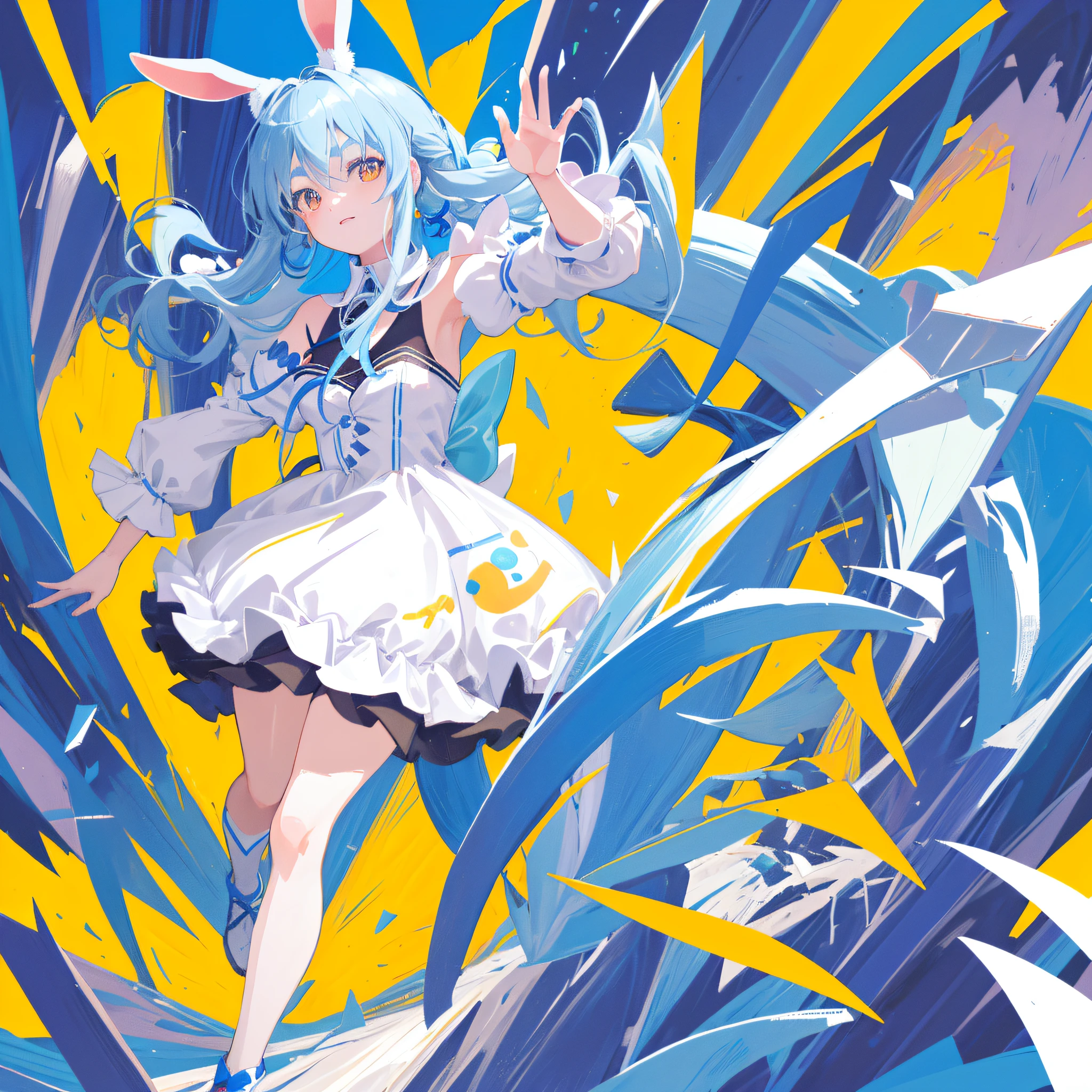 (人物: Usada Pekora), (flat color:0.9),(colorful:1.1),(masterpiece:1,2), best quality, masterpiece, highres, original, extremely detailed wallpaper, looking at viewer,,,1girl,solo,Bunny Girl,Portrait