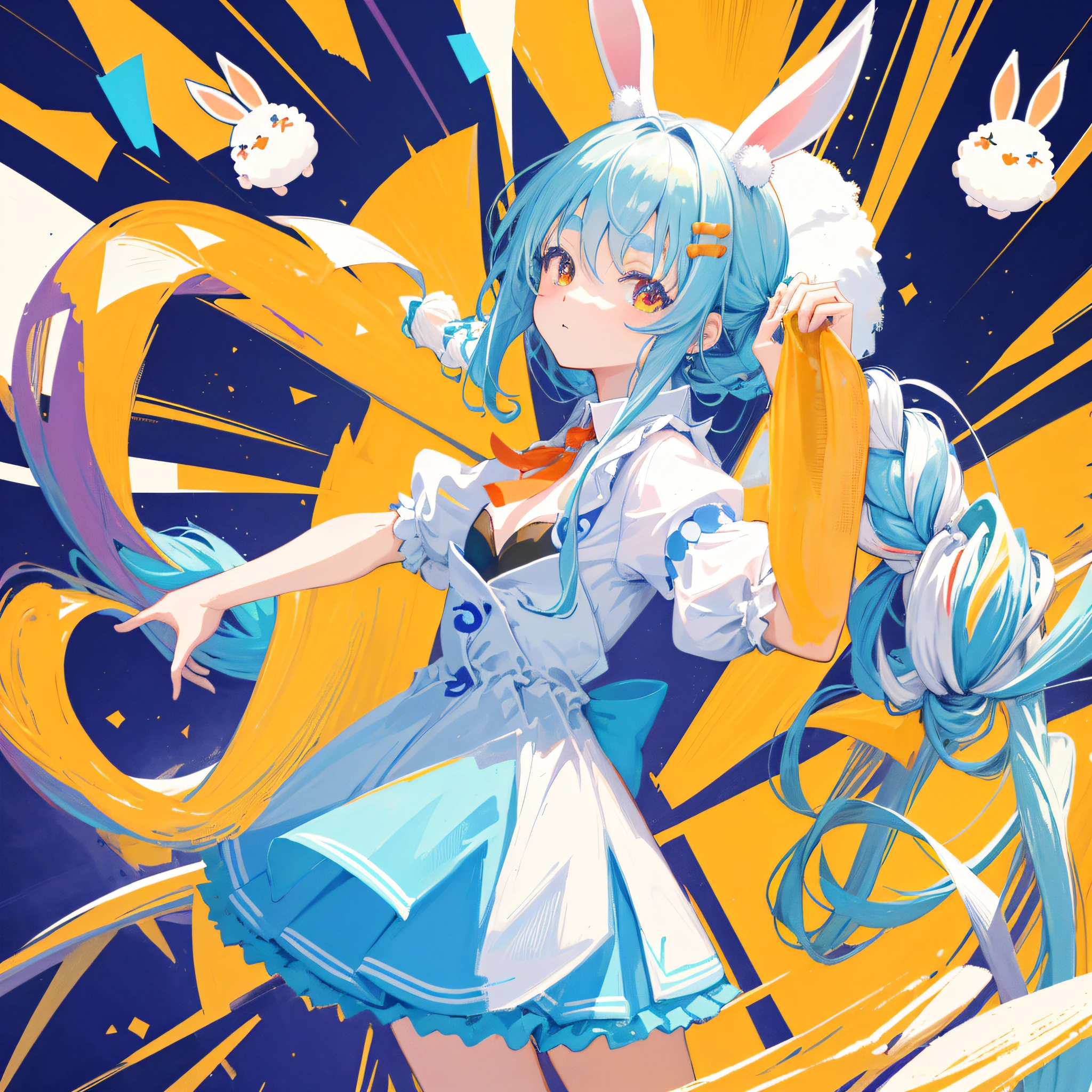 (人物: Usada Pekora), (flat color:0.9),(colorful:1.1),(masterpiece:1,2), best quality, masterpiece, highres, original, extremely detailed wallpaper, looking at viewer,,,1girl,solo,Bunny Girl,Portrait