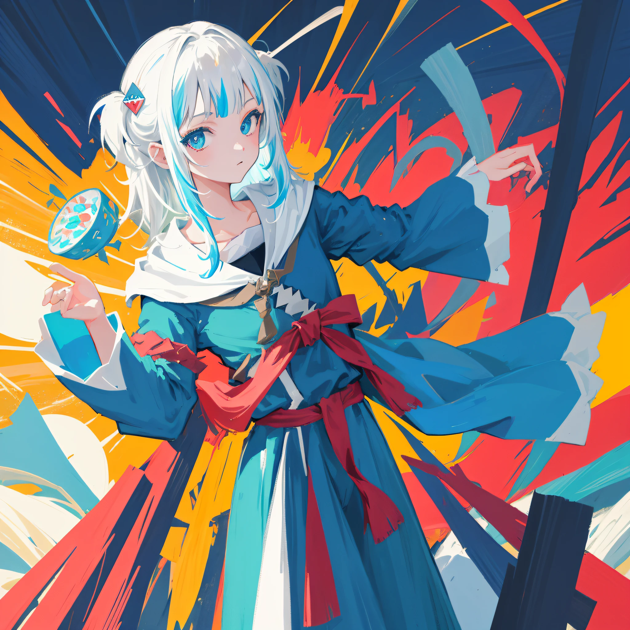 (人物: Gawr Gura), (flat color:0.9),(colorful:1.1),(masterpiece:1,2), best quality, masterpiece, highres, original, extremely detailed wallpaper, looking at viewer,1girl,solo,Portrait