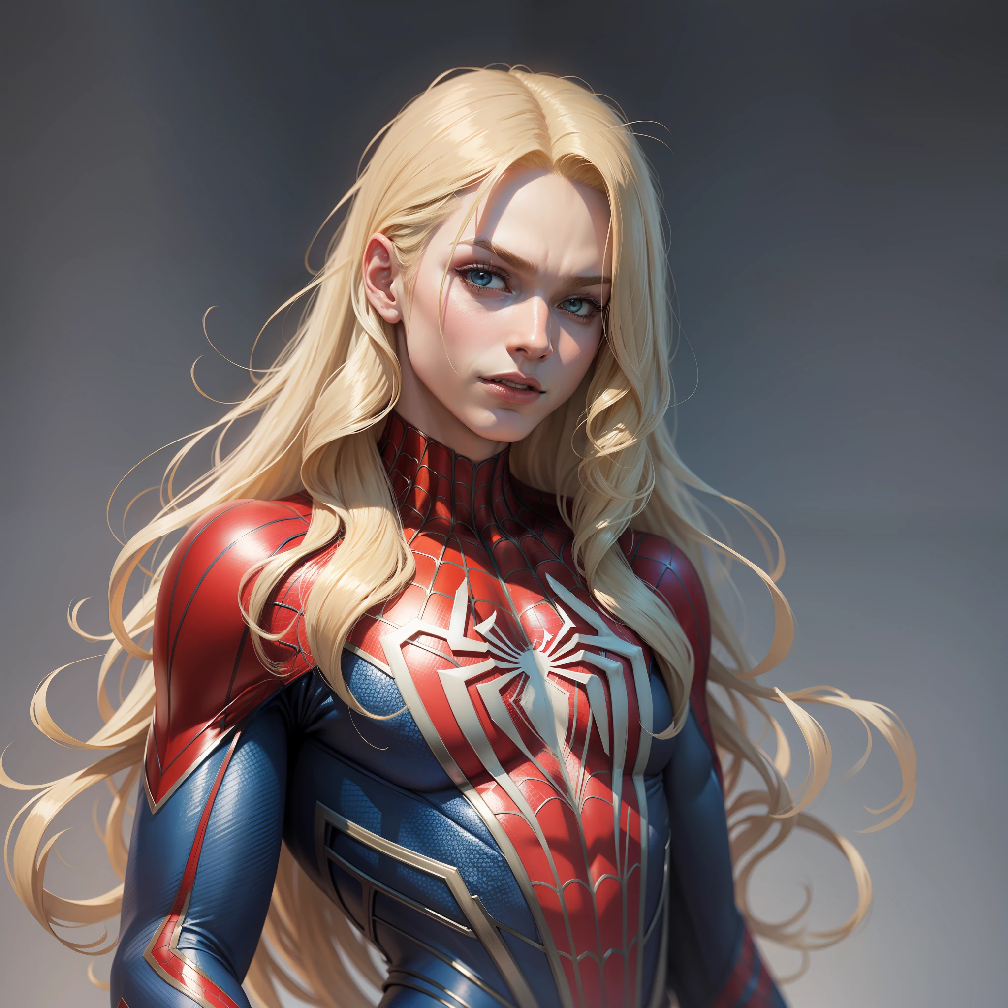 Spiderman with long blond hair