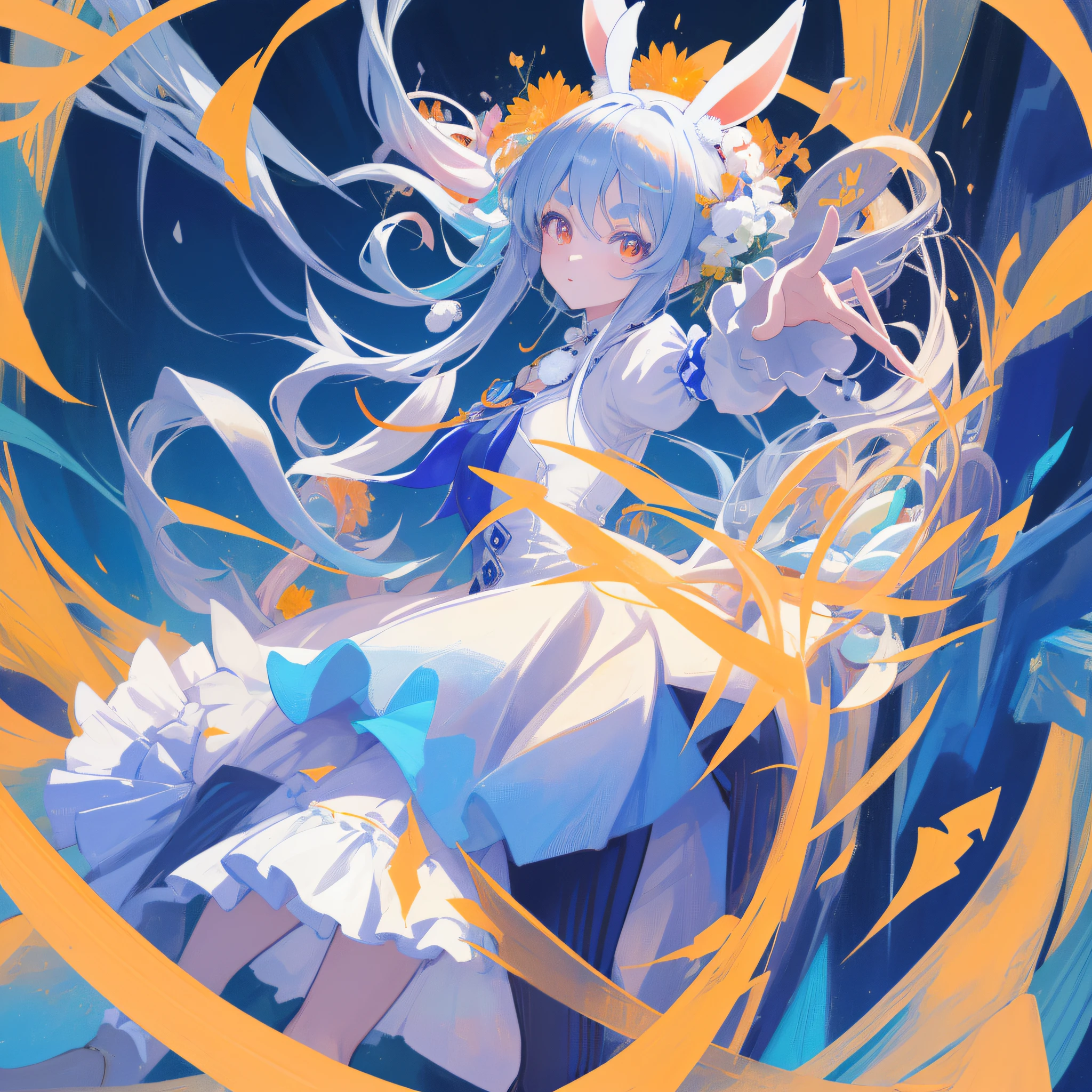 (人物: Usada Pekora), (flat color:0.9),(colorful:1.1),(masterpiece:1,2), best quality, masterpiece, highres, original, extremely detailed wallpaper, looking at viewer,,,1girl,solo,Bunny Girl,Portrait
