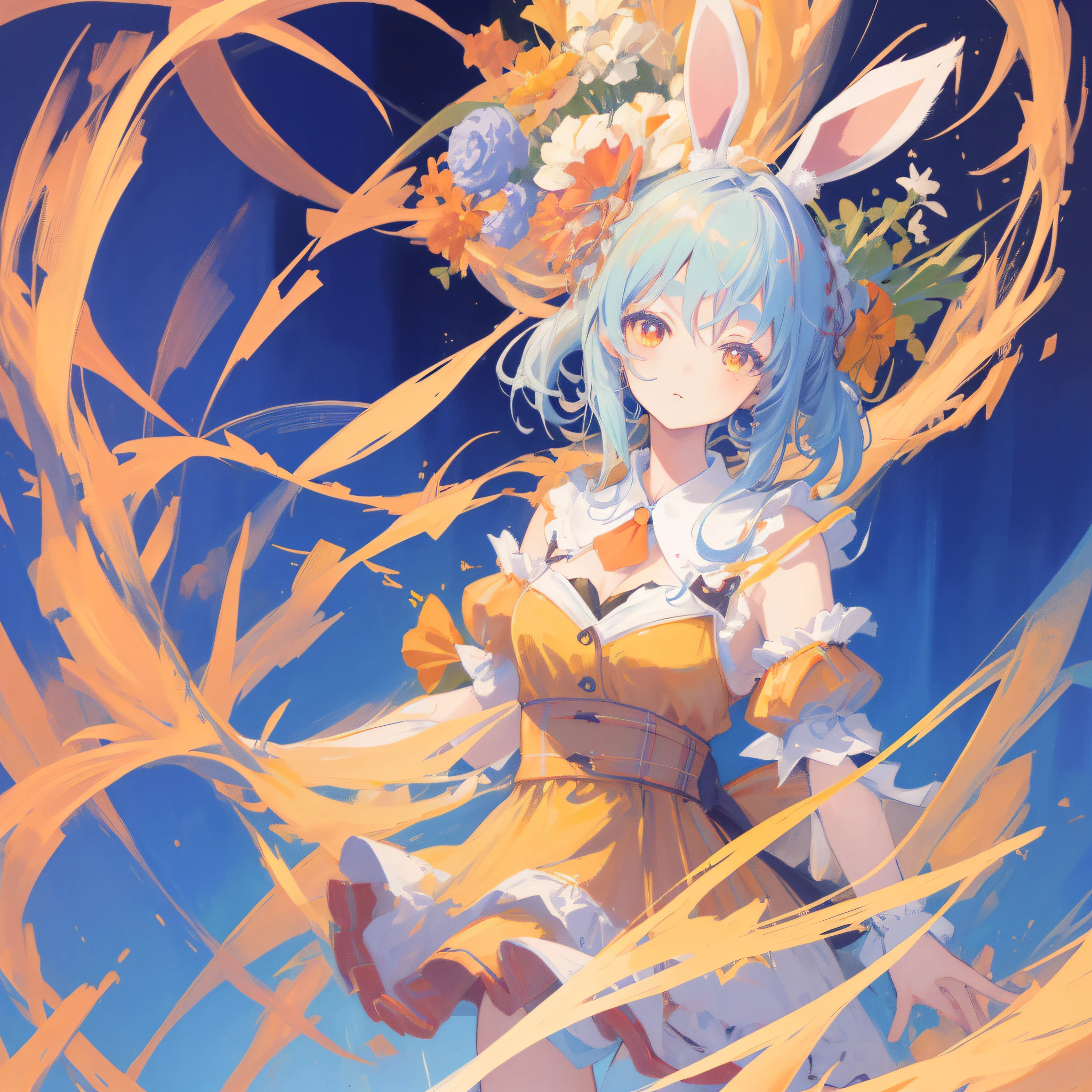 (人物: Usada Pekora), (flat color:0.9),(colorful:1.1),(masterpiece:1,2), best quality, masterpiece, highres, original, extremely detailed wallpaper, looking at viewer,,,1girl,solo,Bunny Girl,Portrait
